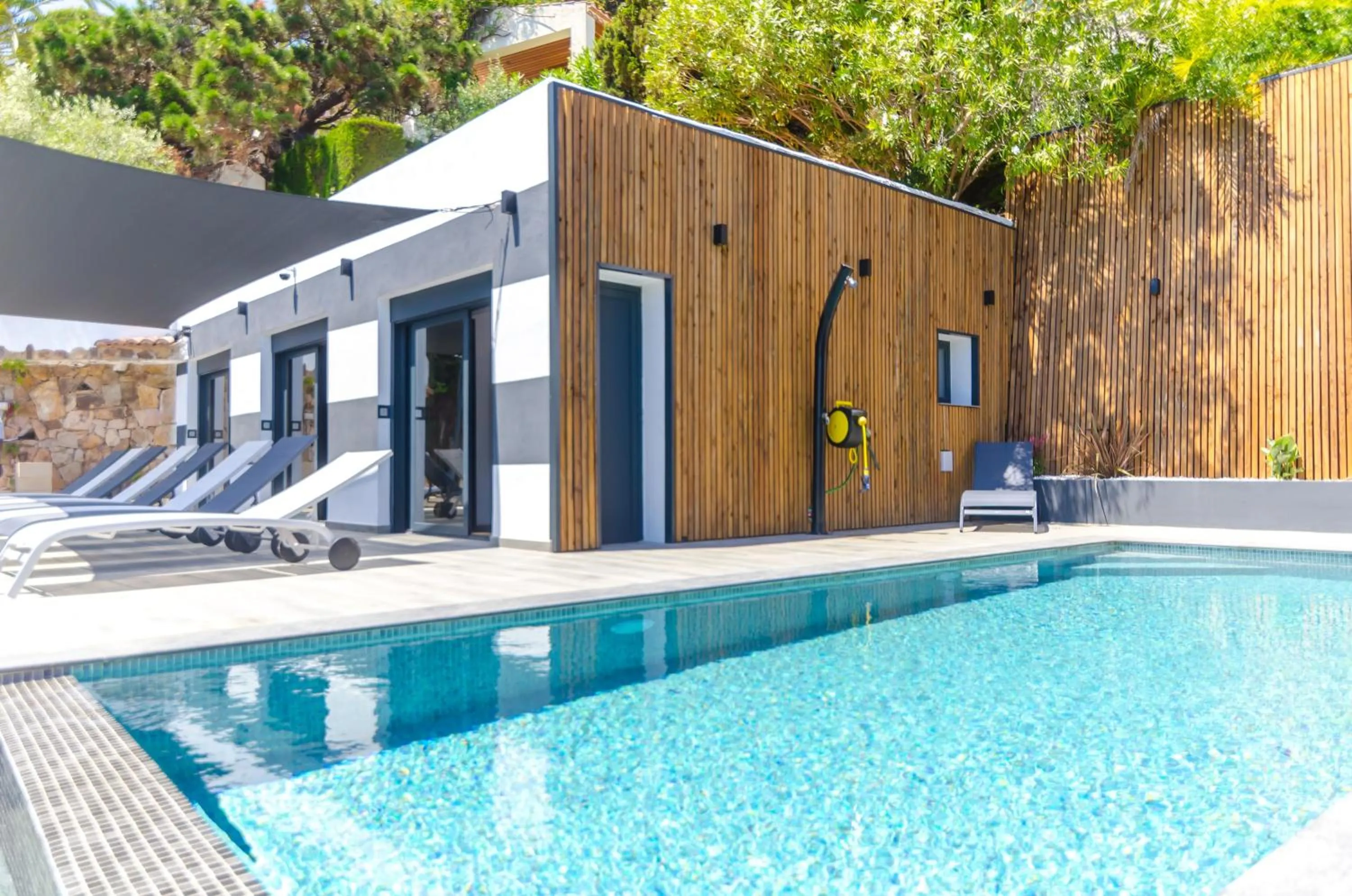 Pool view in Seaside villa in Lloret de Mar with garden and pool view