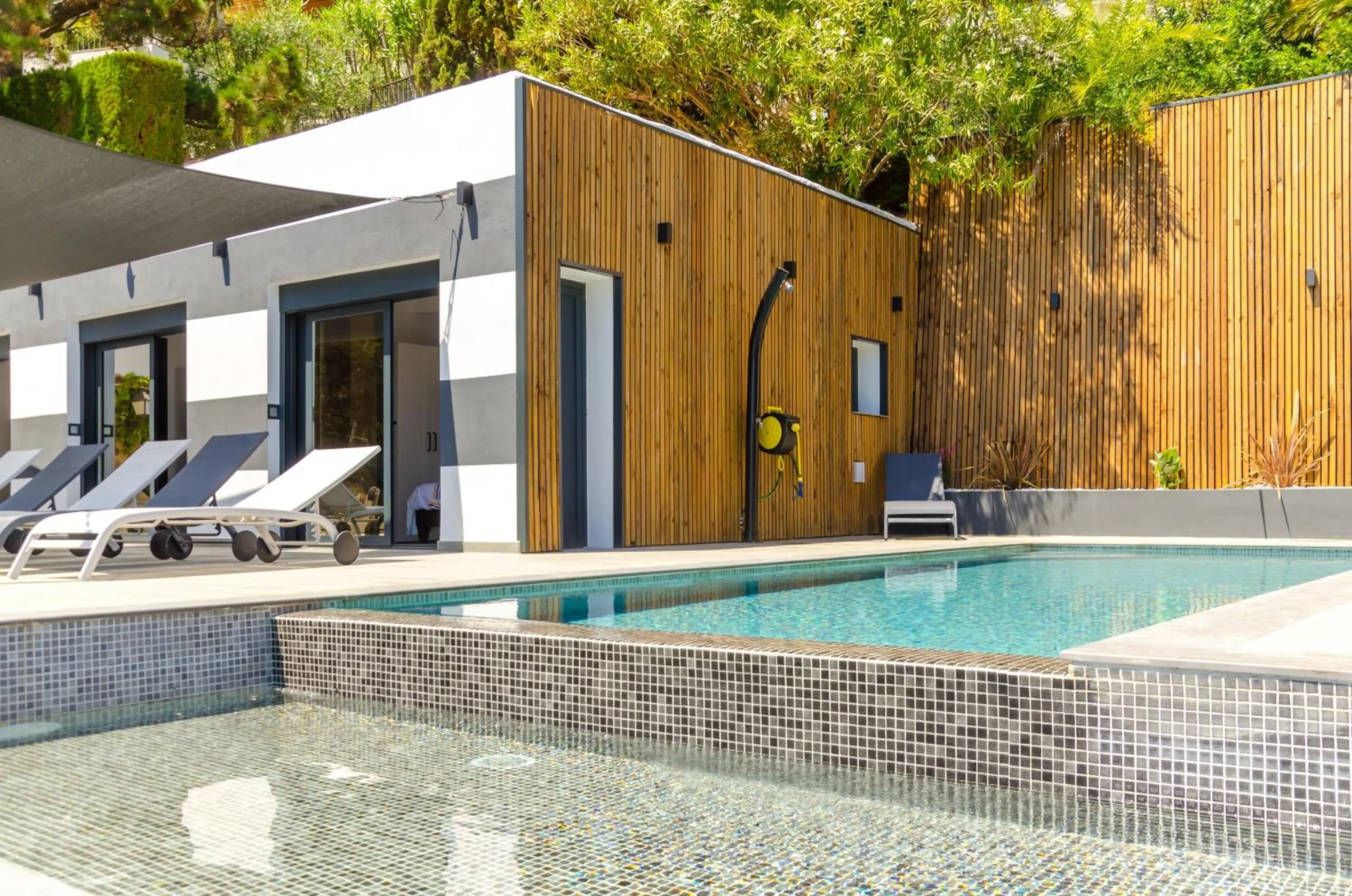 Pool view in Seaside villa in Lloret de Mar with garden and pool view