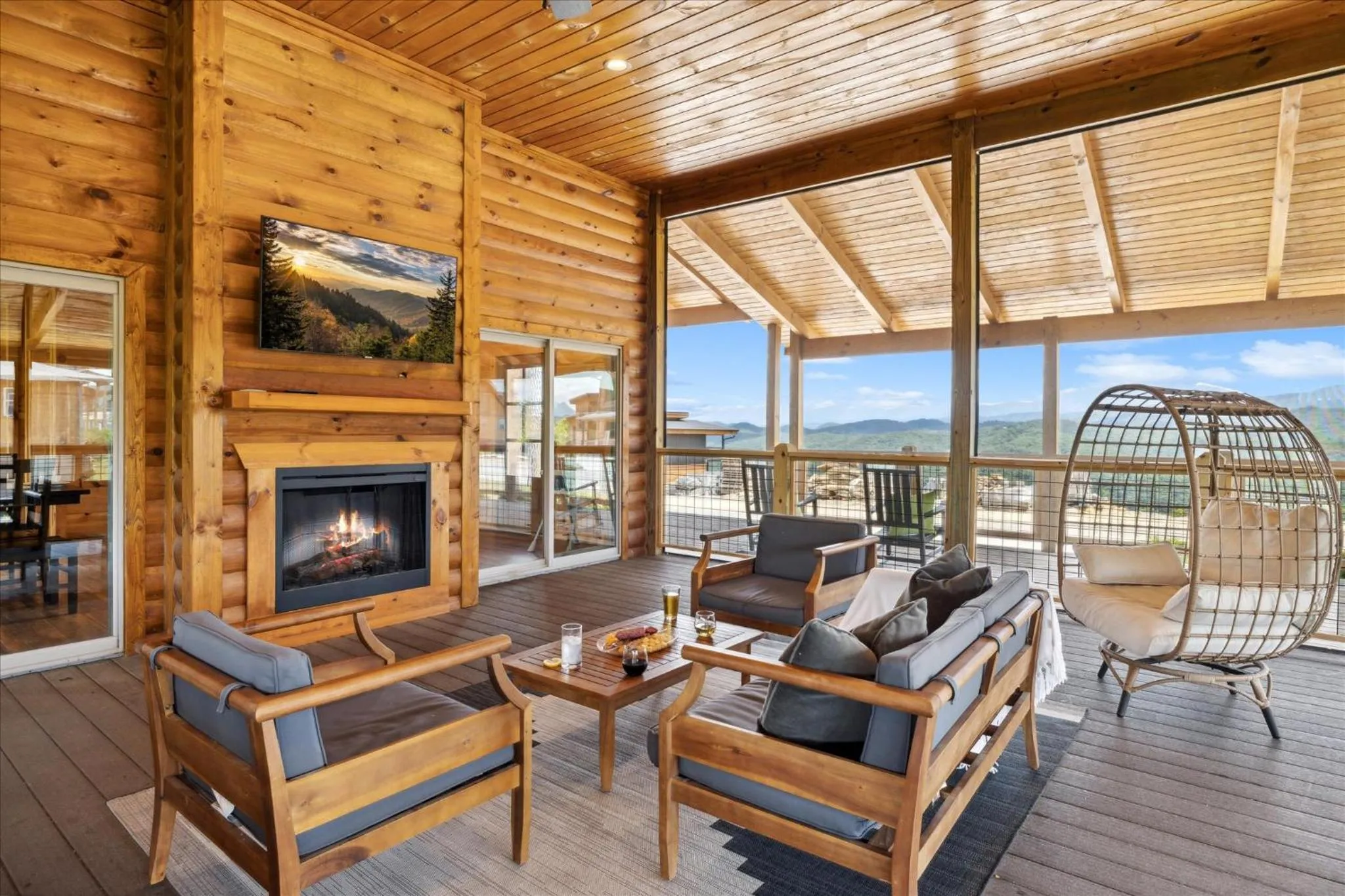 Patio in Cabin Goals ✨ Private Pool, Hot Tub + Epic Views! - Eaglebend Cabin
