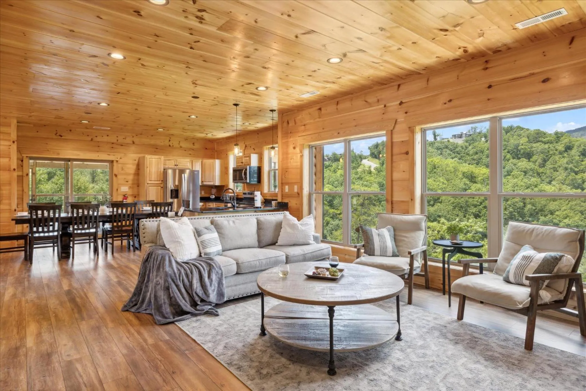 Living room in Cabin Goals ✨ Private Pool, Hot Tub + Epic Views! - Eaglebend Cabin