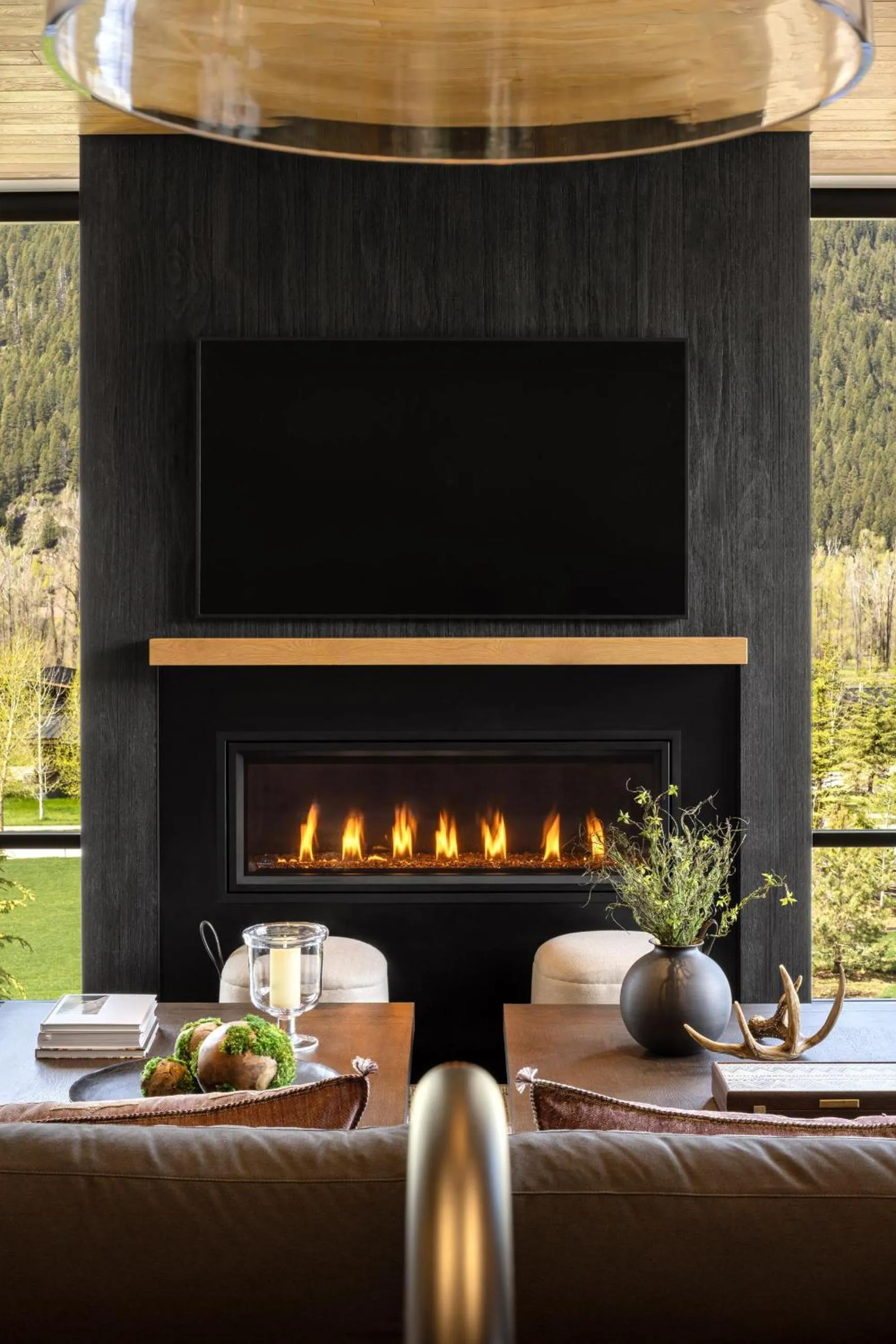 fireplace in The Sylvan Lodge at Snake River Sporting Club
