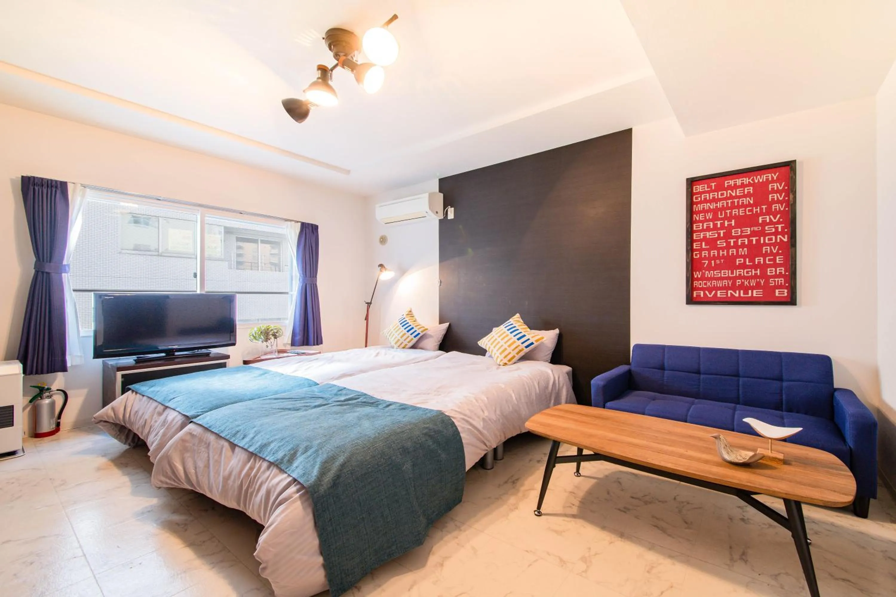 Bedroom, Bed in BLUE