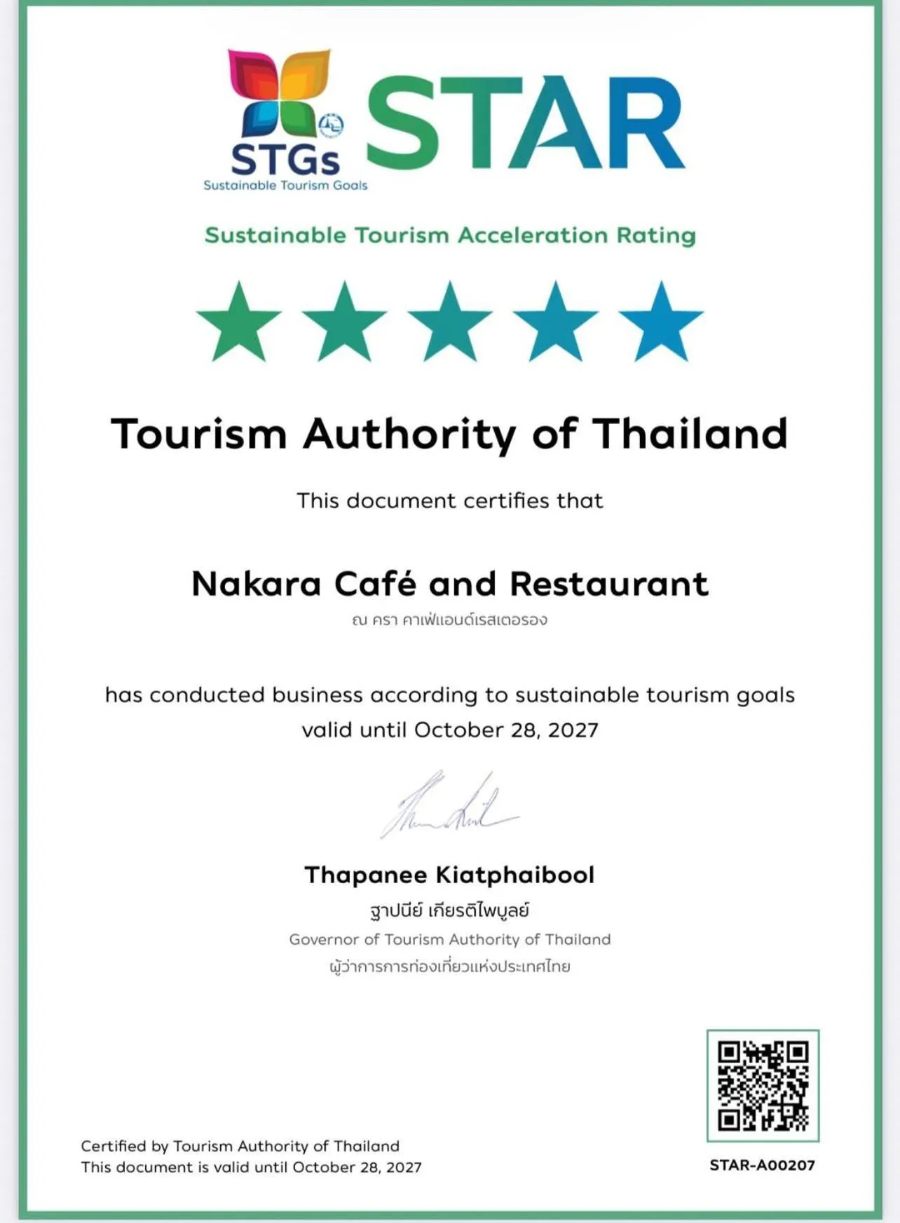 Logo/Certificate/Sign in Yatika Boutique Chiang Dao