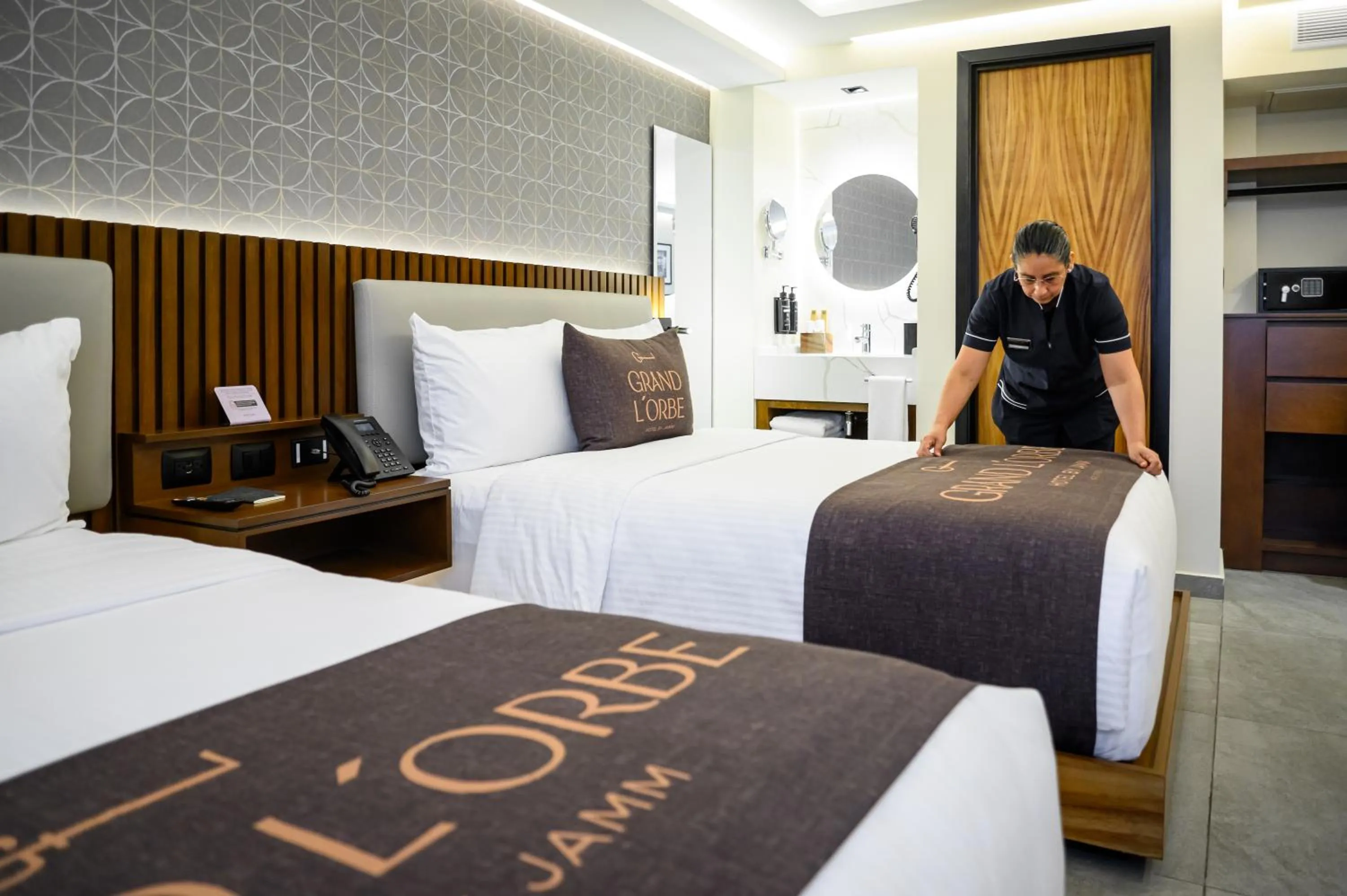 Bed in Hotel Grand L'Orbe by JAMM