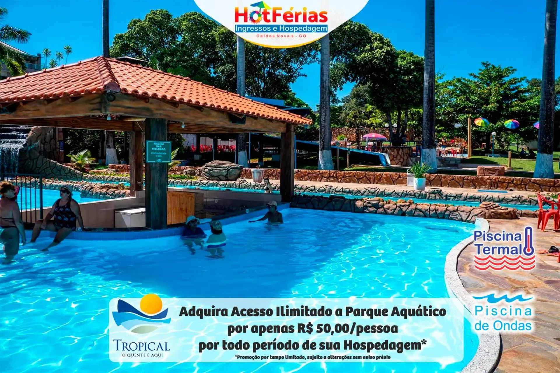 Aqua park in HotFérias - Flat no Enseada Caldas Novas, acesso ao Lago e pesca permitida, próx ao Náutico Praia Clube