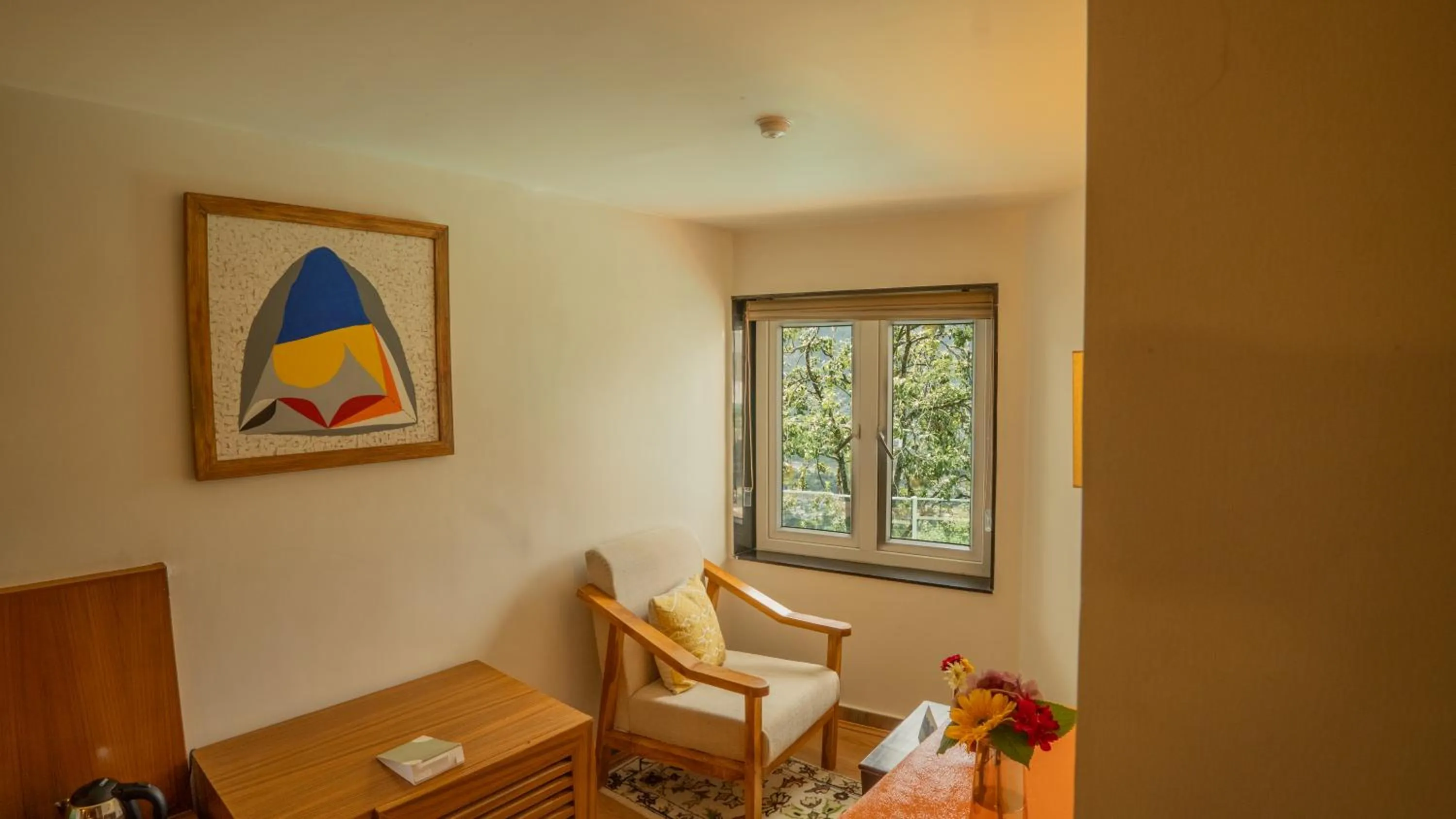 Seating area in Tree of Life Eila Art Hotel, Manali