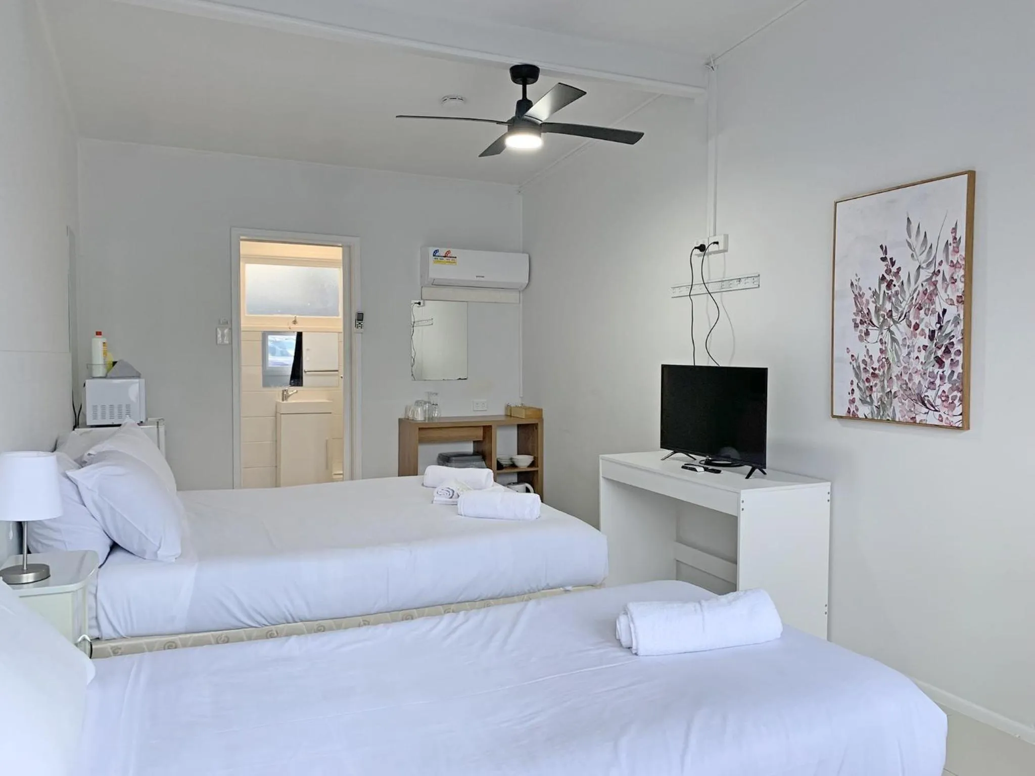 Bed in Aqua Blue Motel