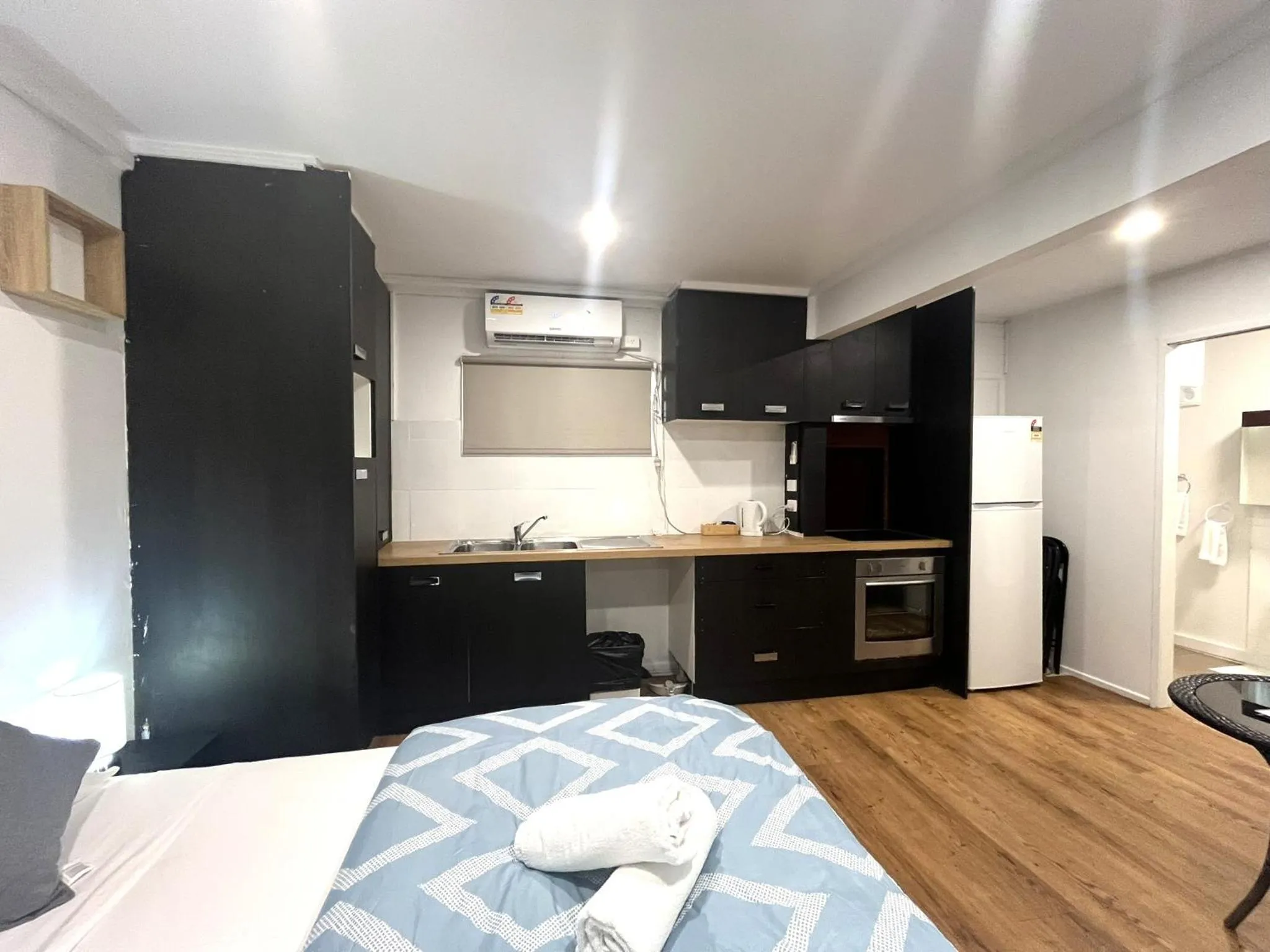 Bed in Aqua Blue Motel