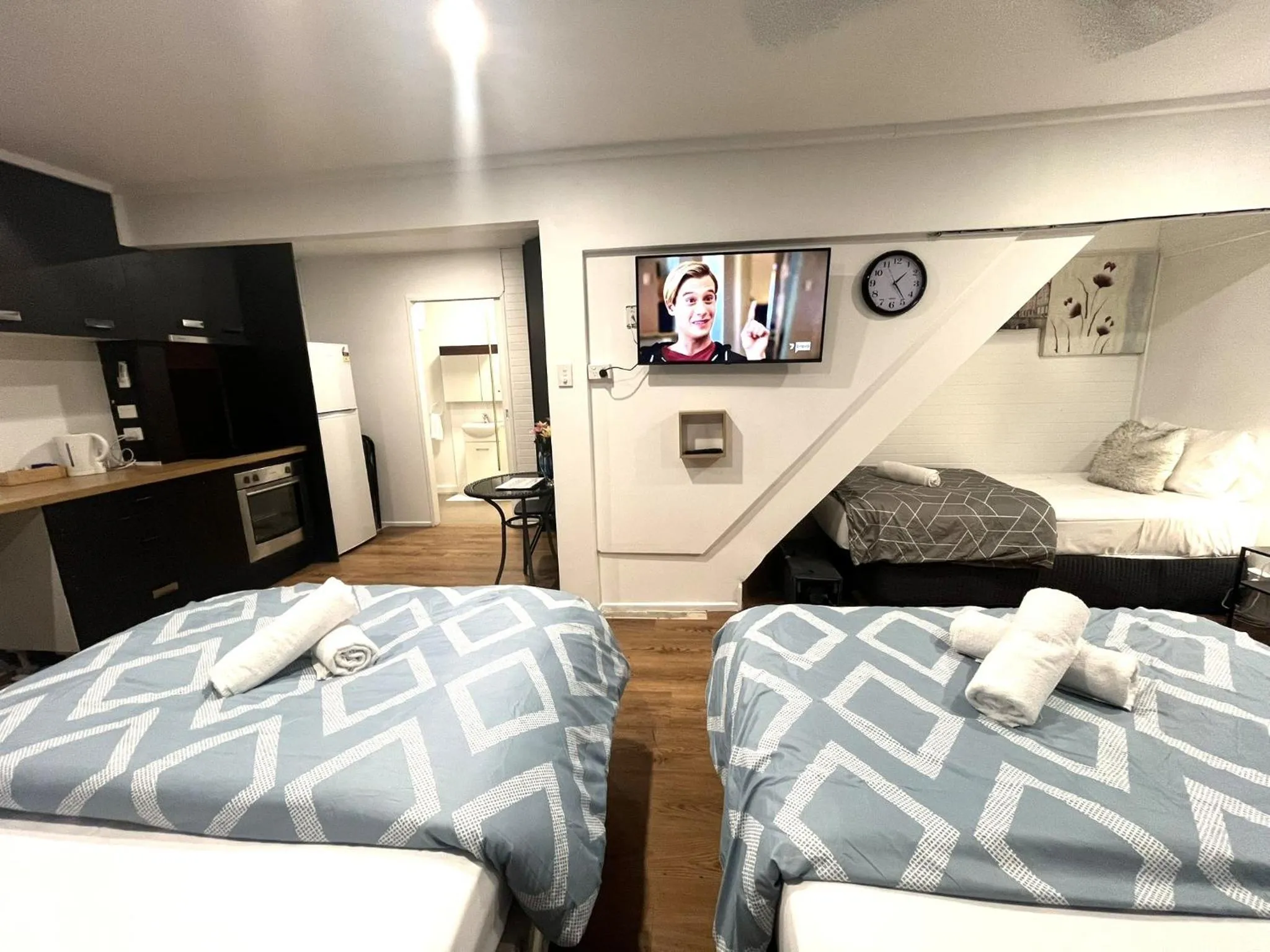 Bed in Aqua Blue Motel