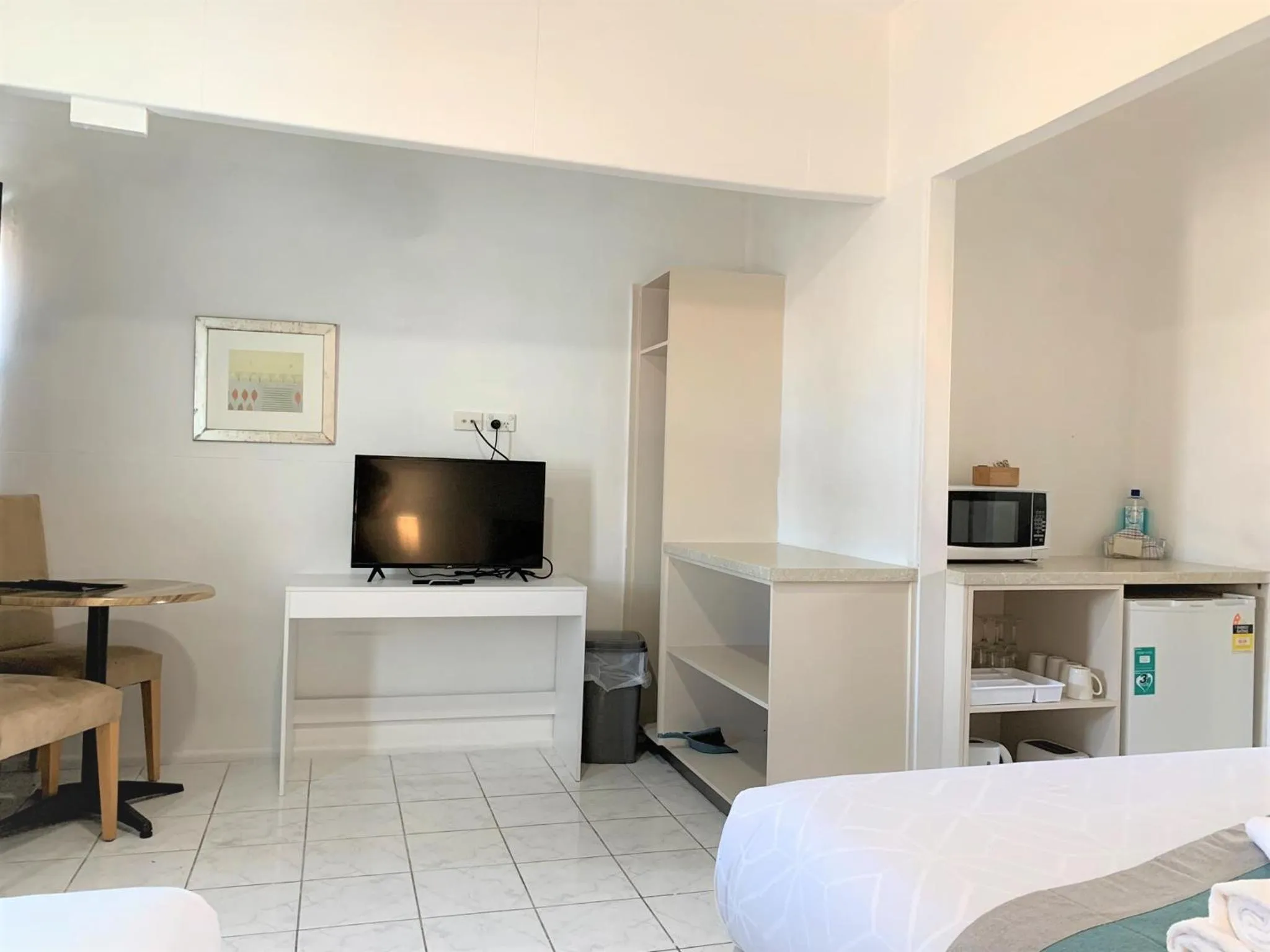 Bed in Aqua Blue Motel