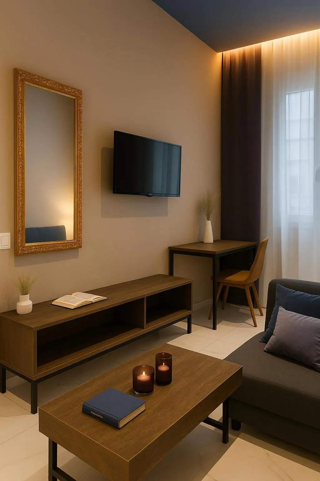 Seating area in Black Onyx Comfort Suites - Elegant Stay- City Center Next to Airport Bus