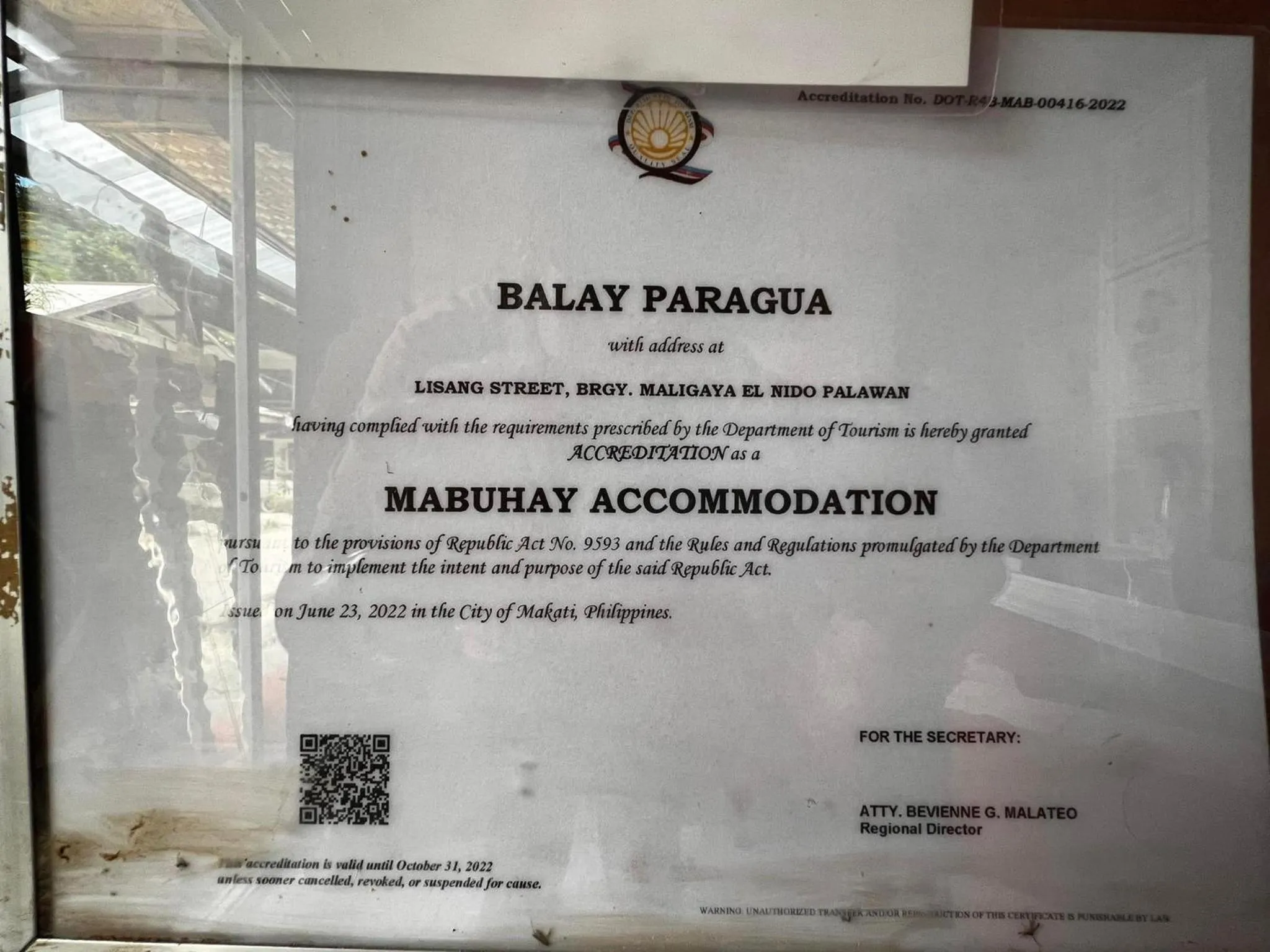 Certificate/Award in Balay Paragua