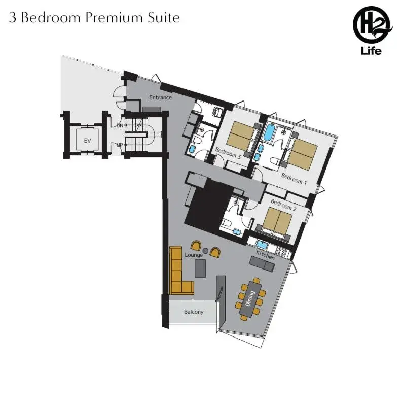 Three-Bedroom Apartment in Aspect Luxury Apartments by H2 Life Three-Bedroom Apartment in Aspect Luxury Apartments by H2 Life