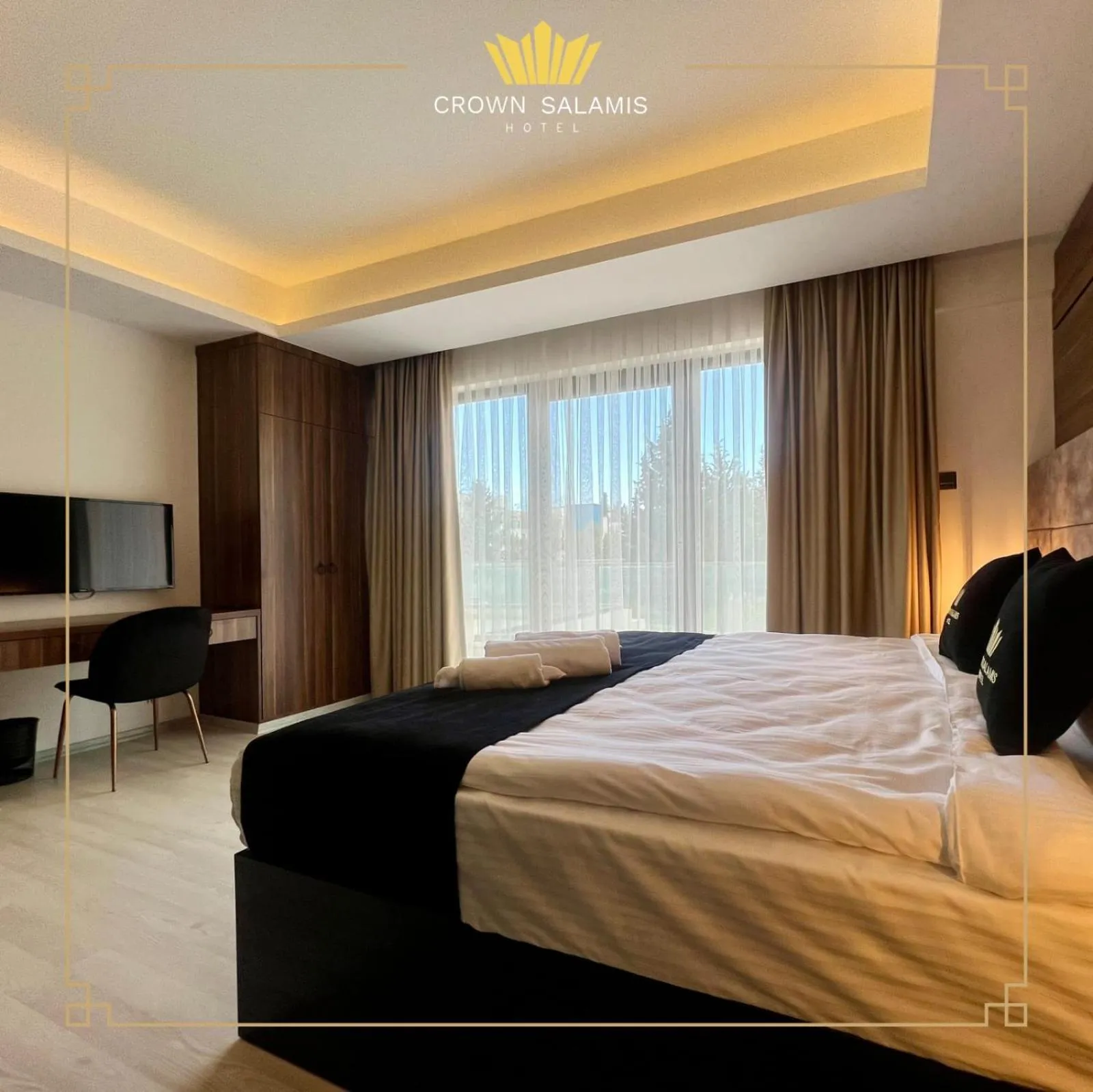 Bed in Crown Salamis Hotel