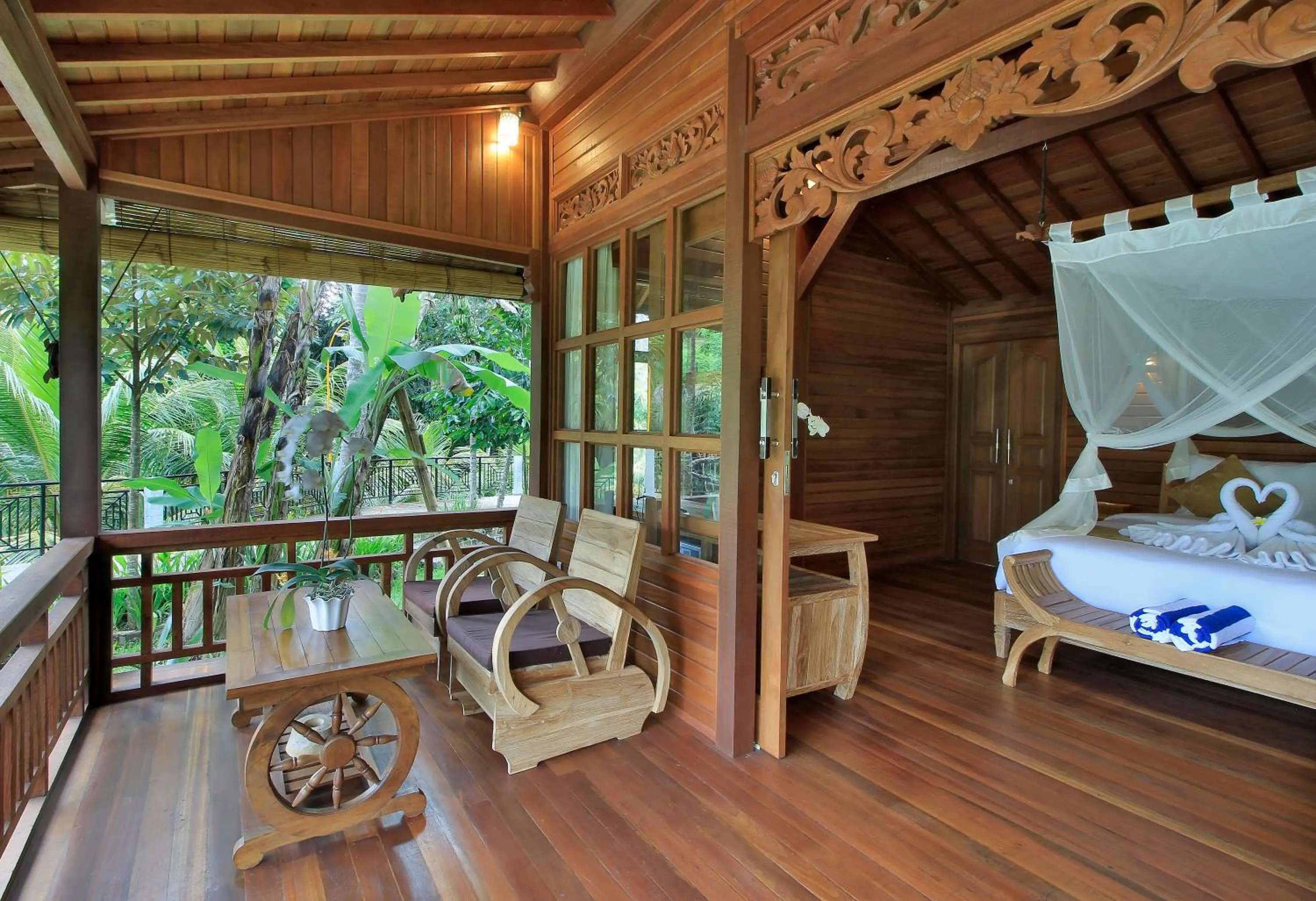 Balcony/Terrace, Bed in Hanaya Ubud Villa