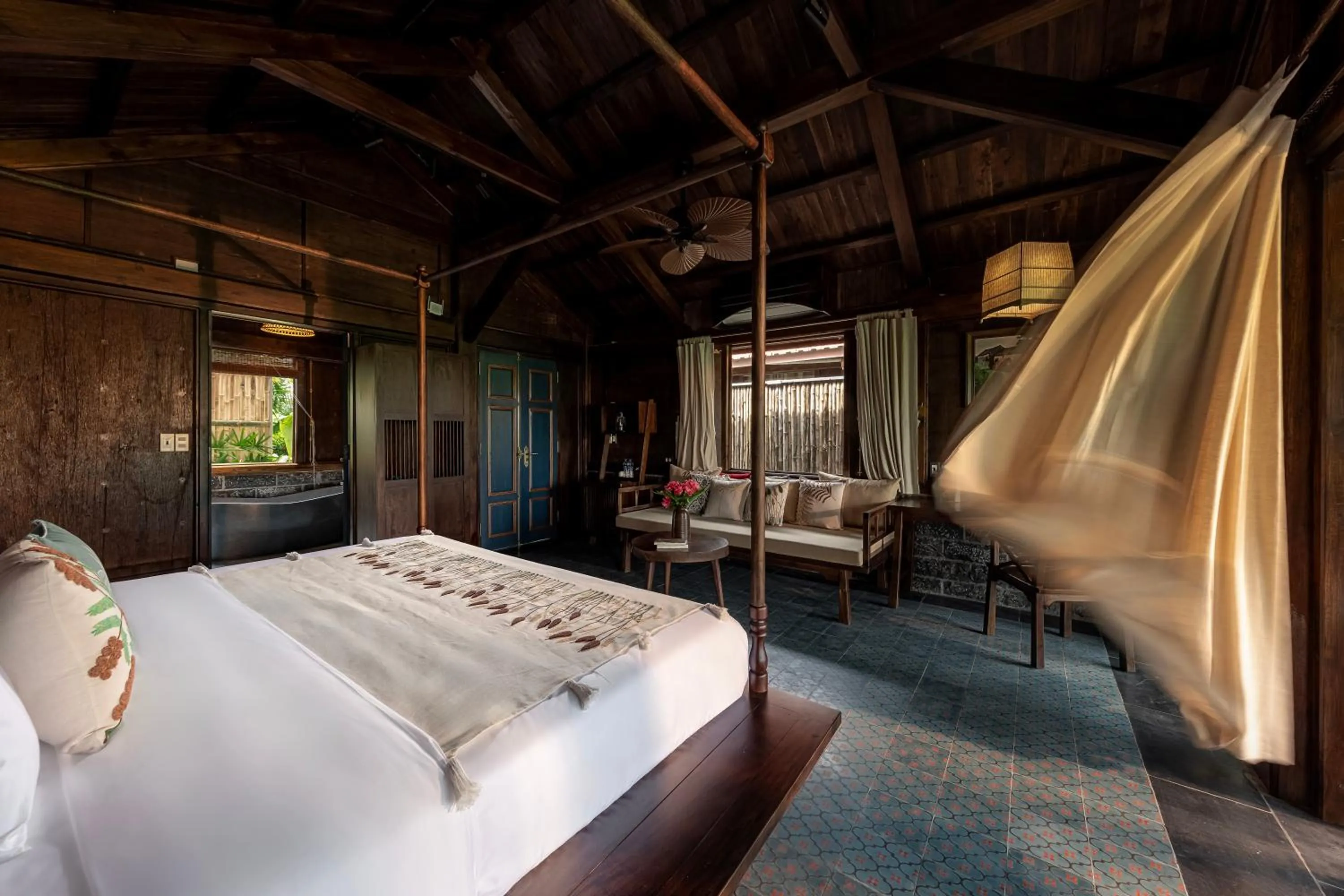 Bed in ChezCao Rice Field Ecolodge Ninh Binh