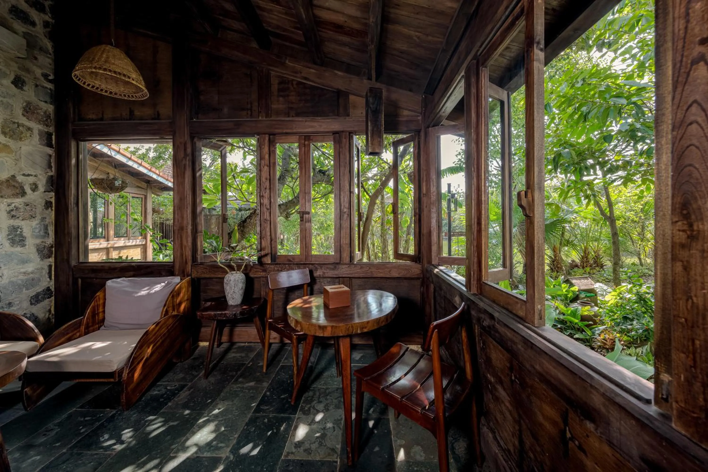 Seating area in ChezCao Rice Field Ecolodge Ninh Binh