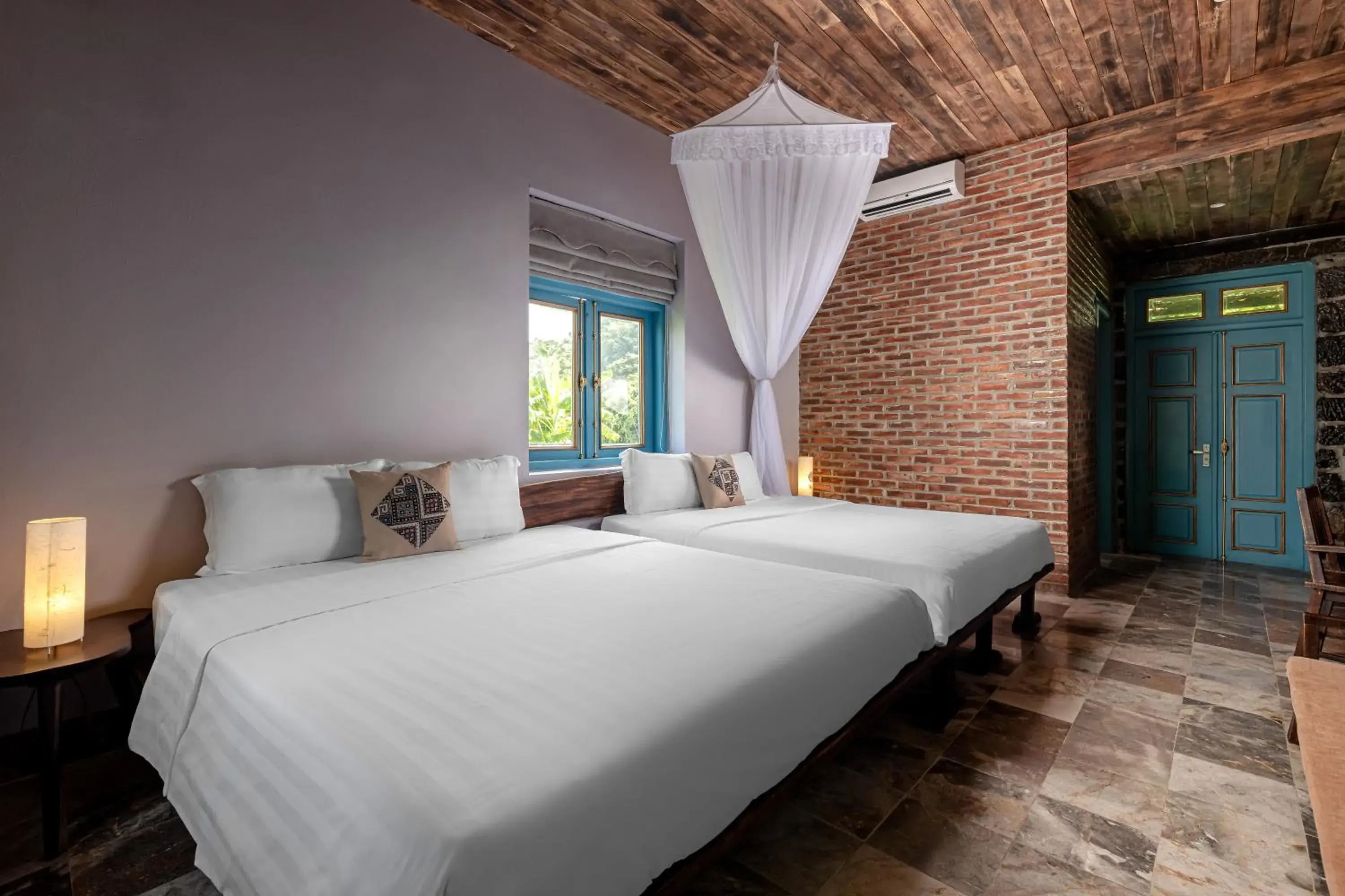 Quadruple Room with Mountain View in ChezCao Rice Field Ecolodge Ninh Binh Quadruple Room with Mountain View in ChezCao Rice Field Ecolodge Ninh Binh