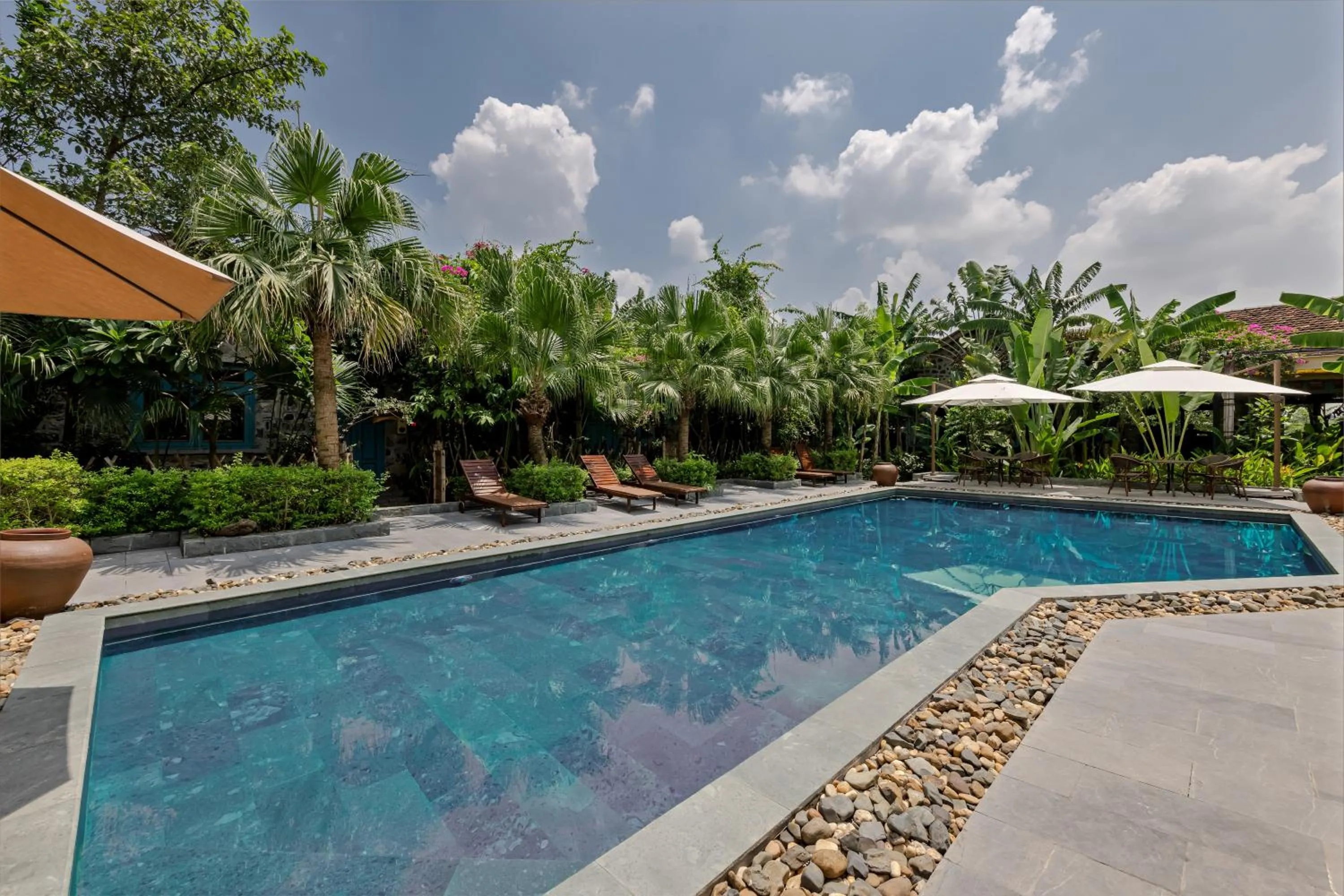 Pool view in ChezCao Rice Field Ecolodge Ninh Binh