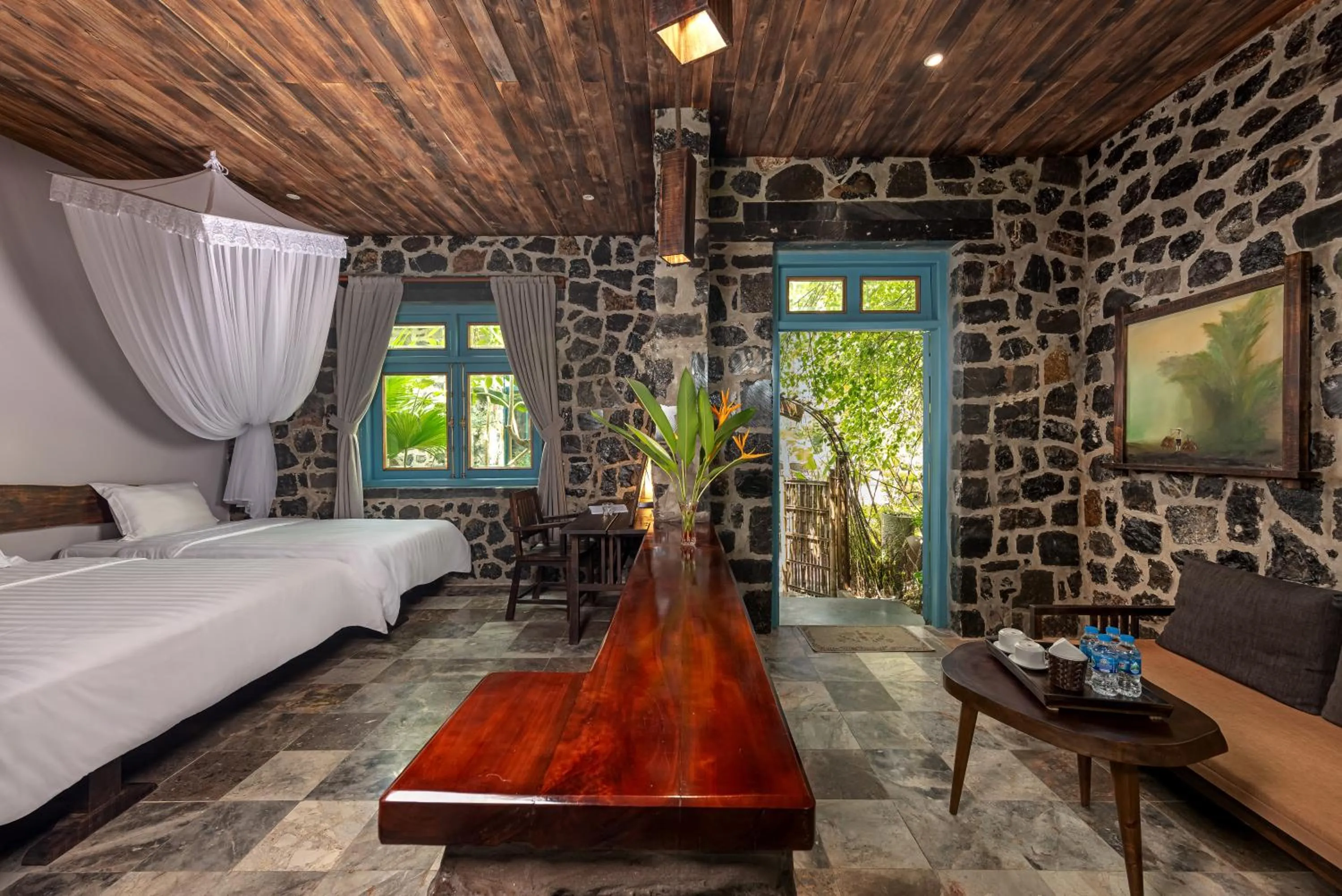 Bed in ChezCao Rice Field Ecolodge Ninh Binh