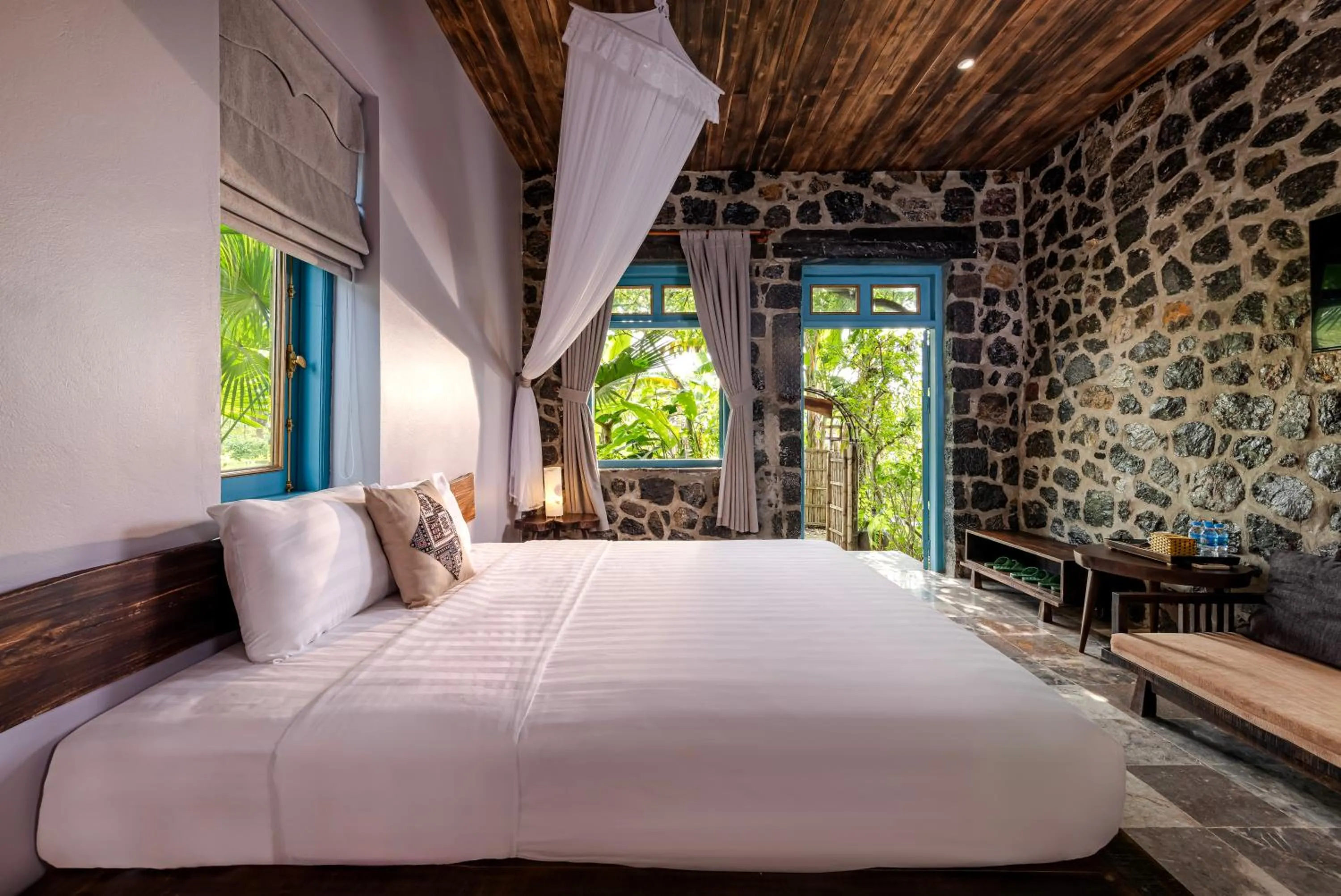 Bed in ChezCao Rice Field Ecolodge Ninh Binh