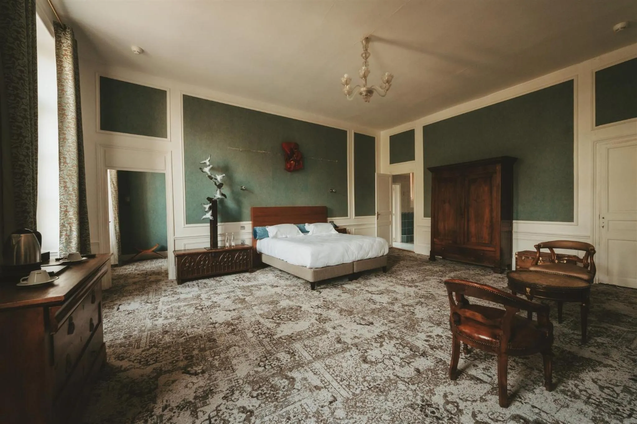 Bed in Logis Hôtels Château de La Barge