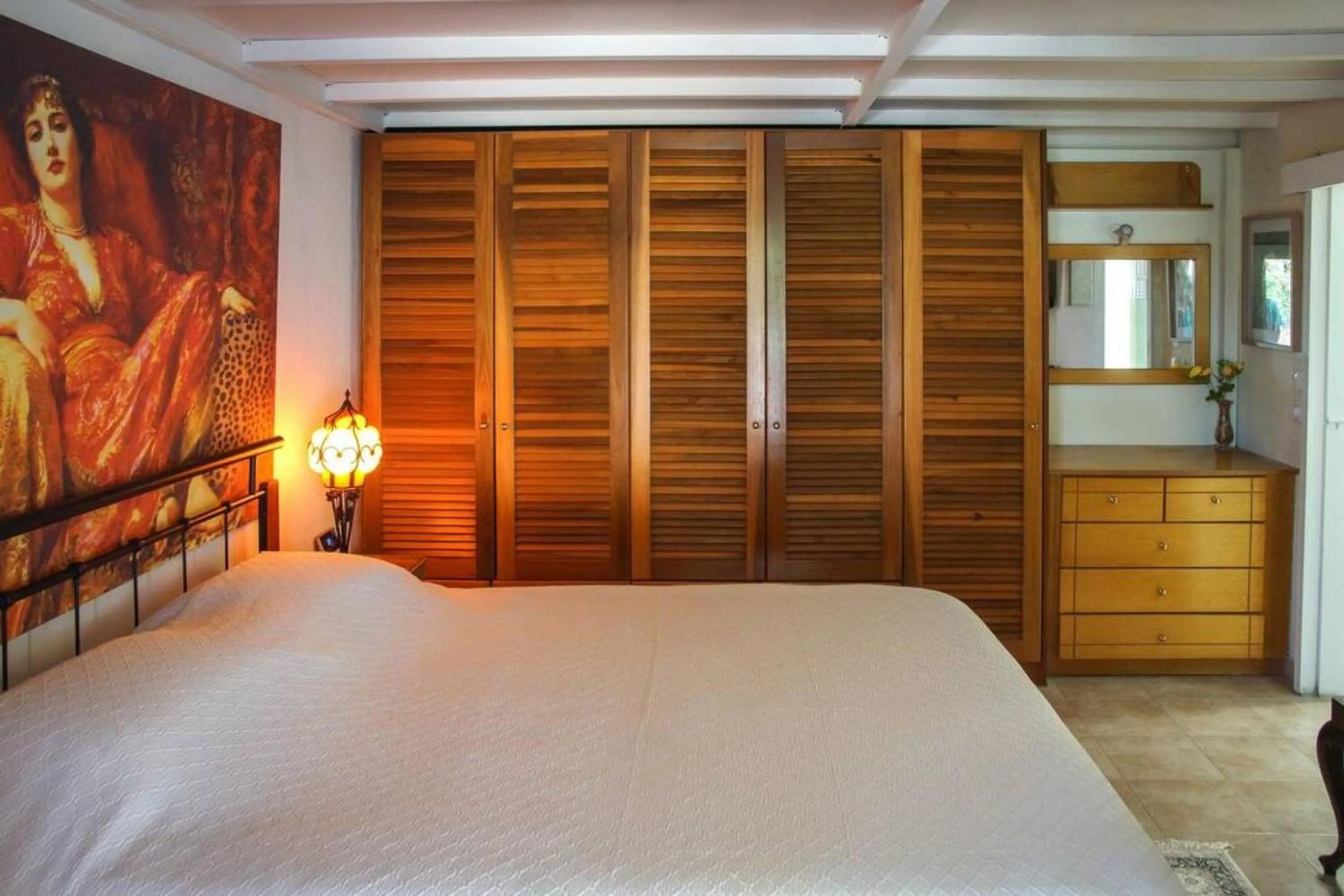 Bed in Violeta's Seaview Apartment in Rhodes