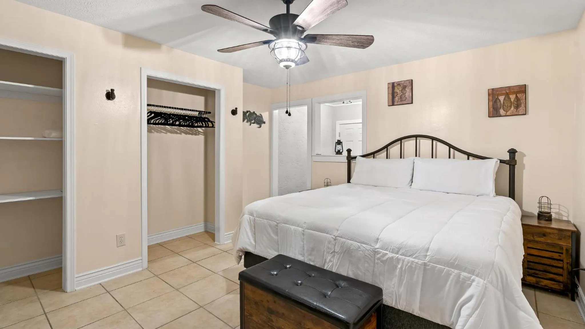 Bed in Gulf View Beach Bungalow, Hot Tub, Dog-Friendly, Near Scooners, Near Beach