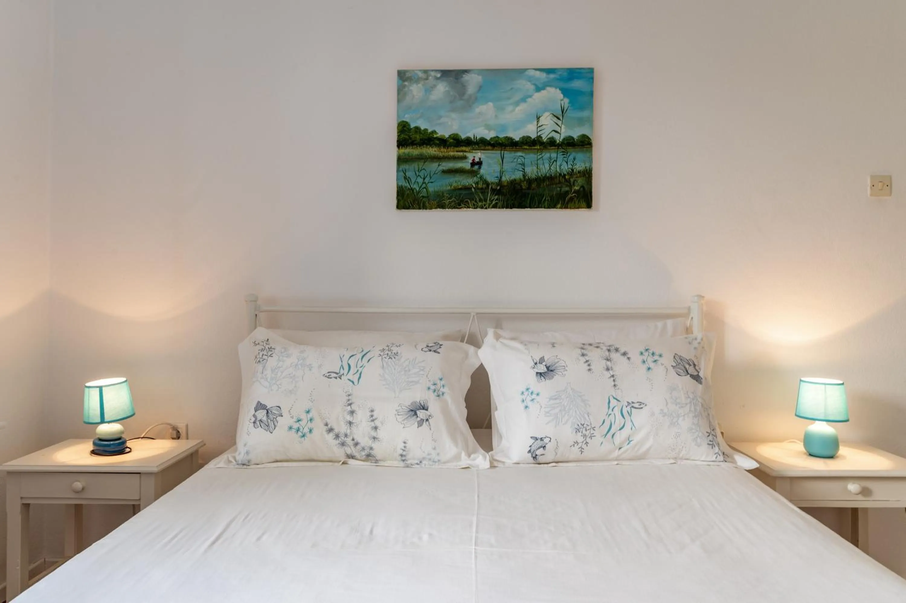 Bed in Anthos Apartments