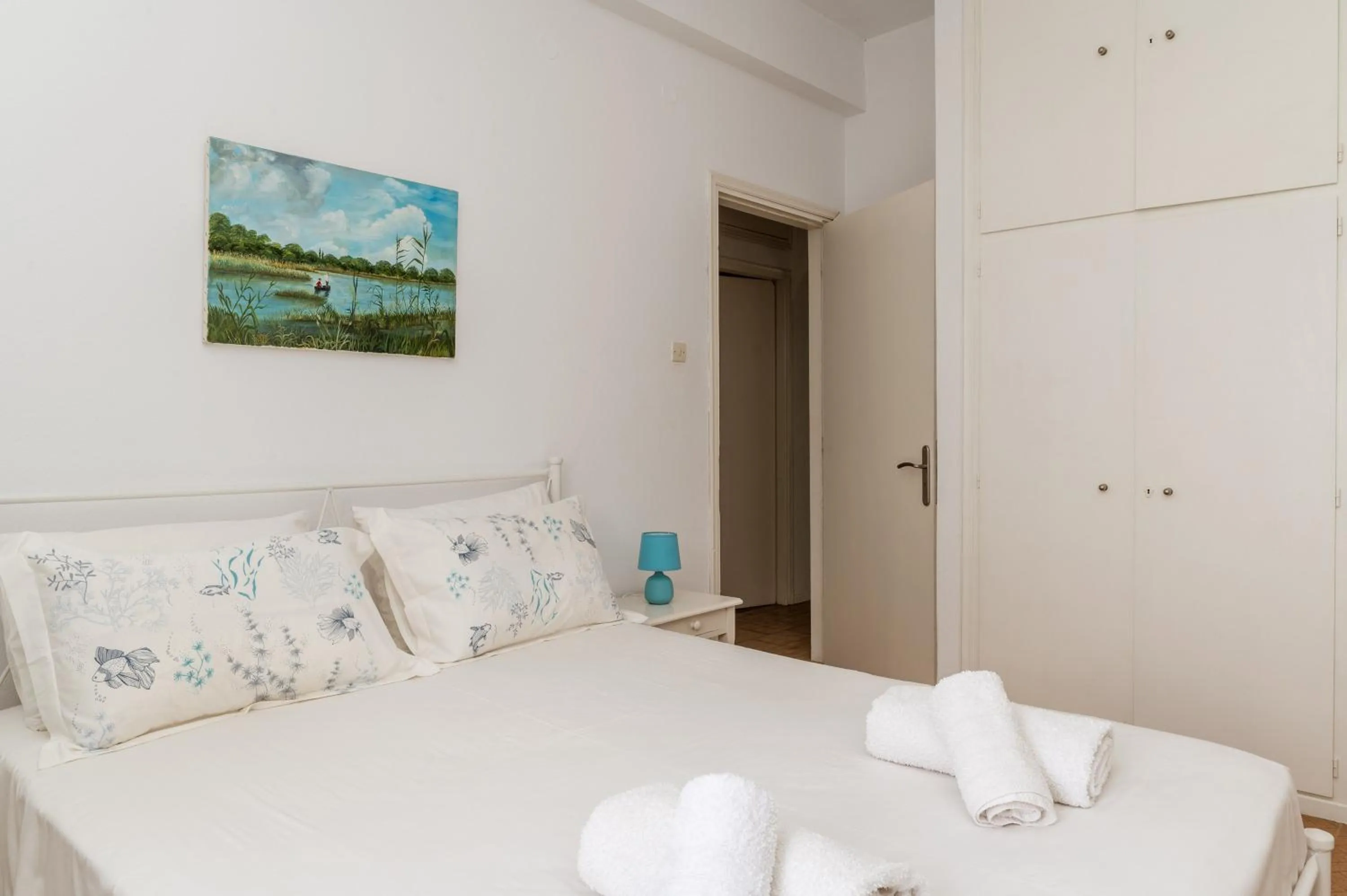 Bed in Anthos Apartments