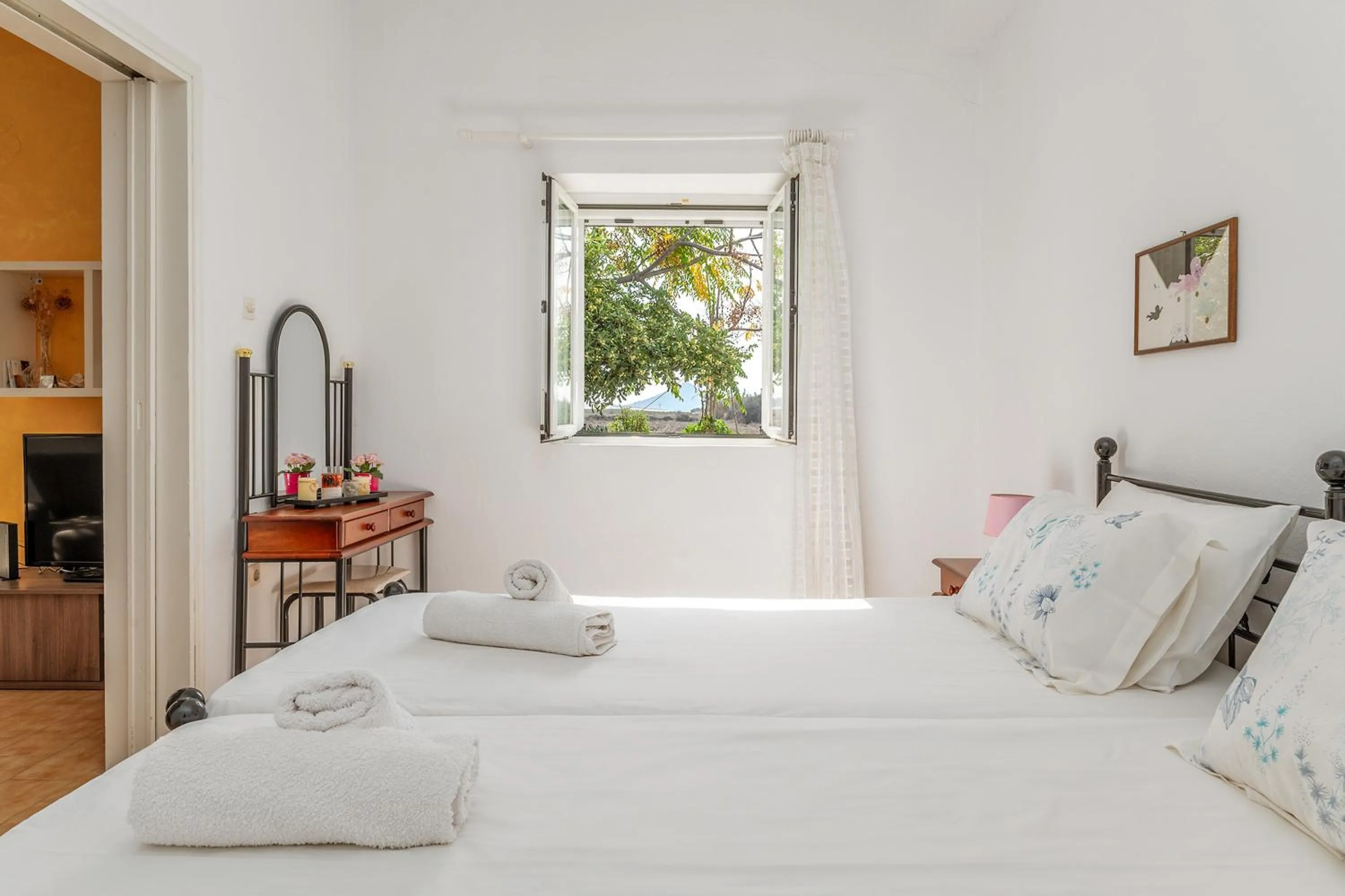 Bed in Anthos Apartments