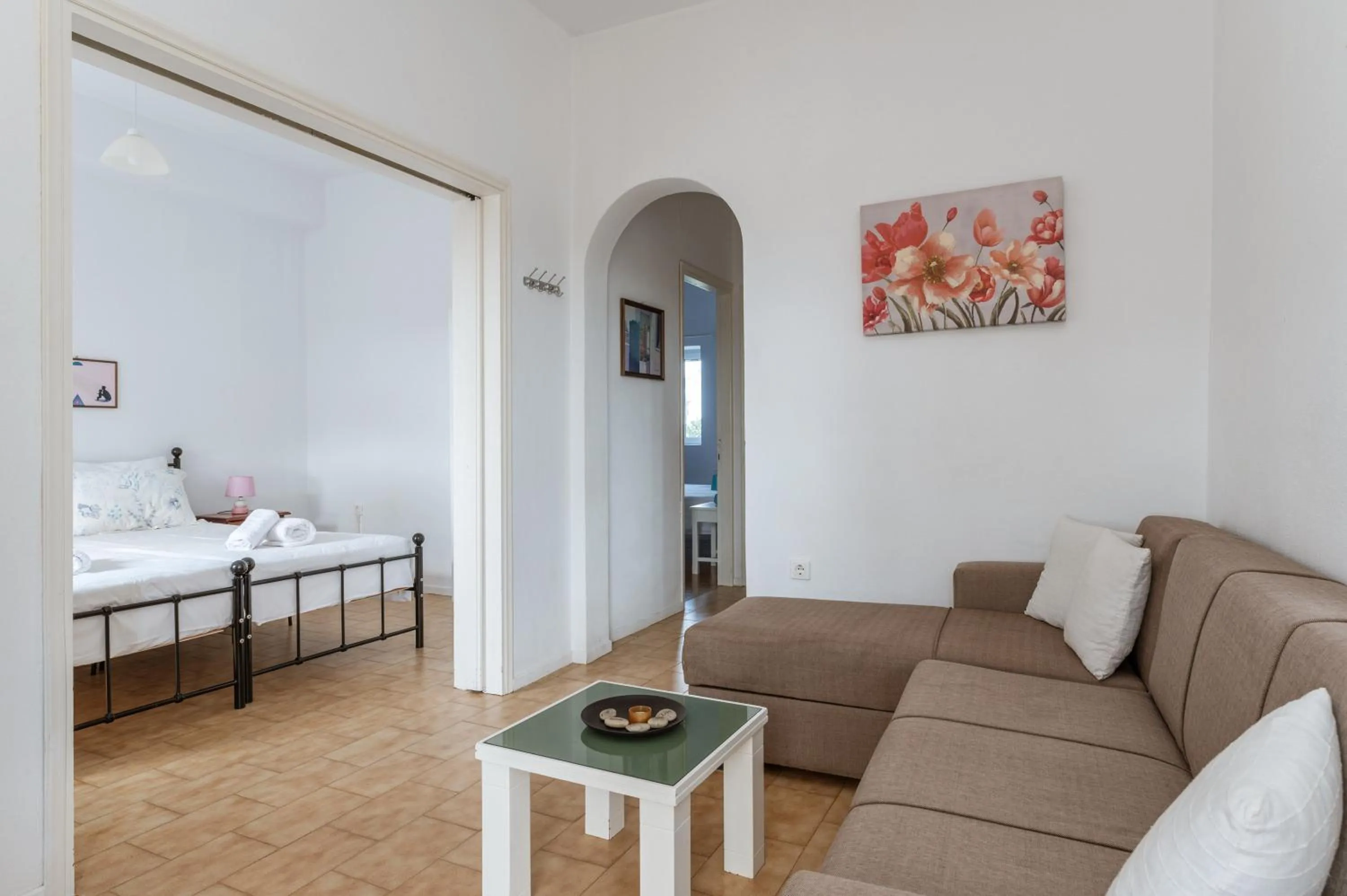 Bed in Anthos Apartments