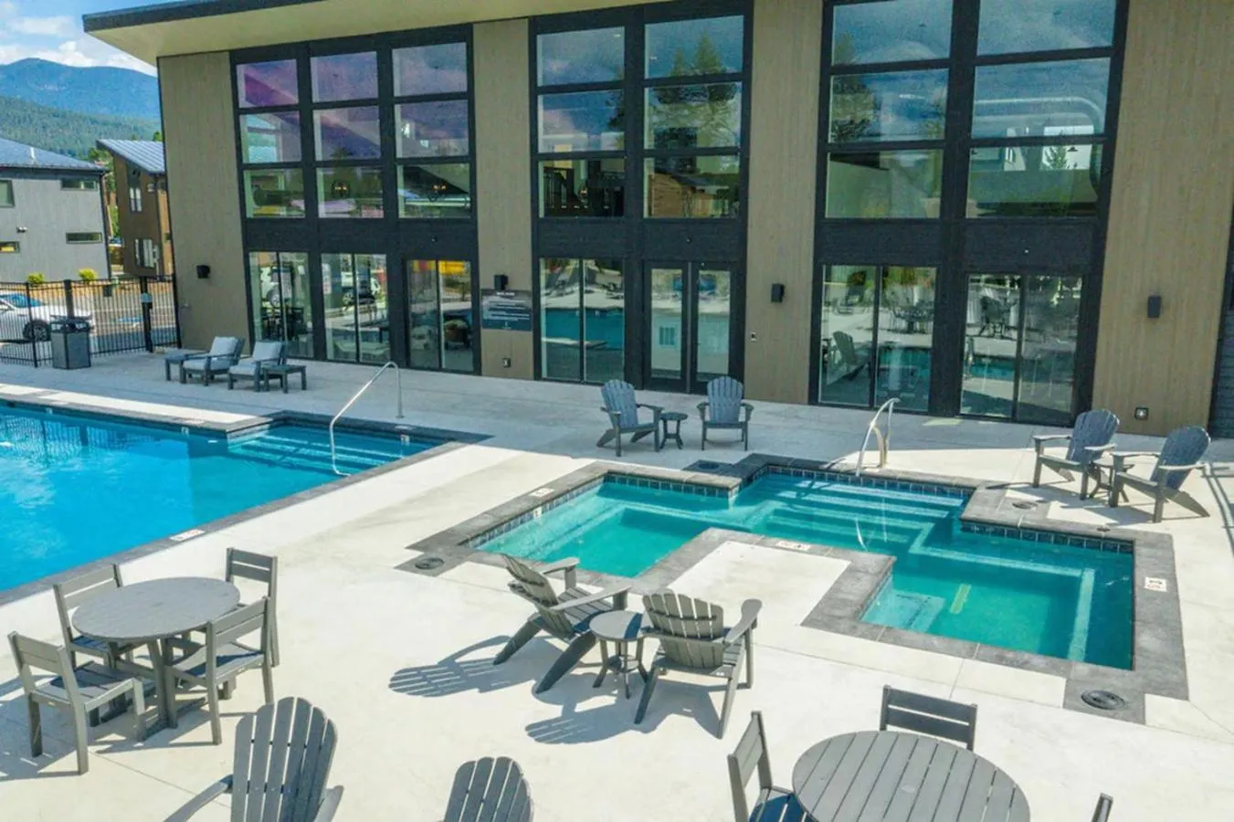 Swimming pool in LUX Modern Chalet, Pool & Hot Tub, 10 Mins to the Mountain & Incredible Views