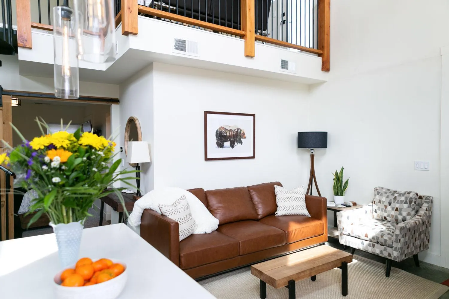 Living room in LUX Modern Chalet, Pool & Hot Tub, 10 Mins to the Mountain & Incredible Views