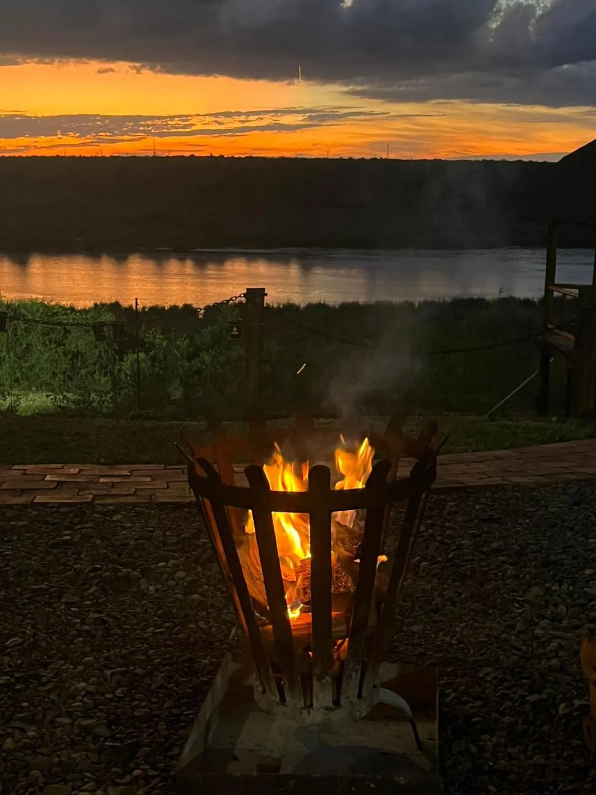 fireplace in Crocodile Bridge Safari Lodge