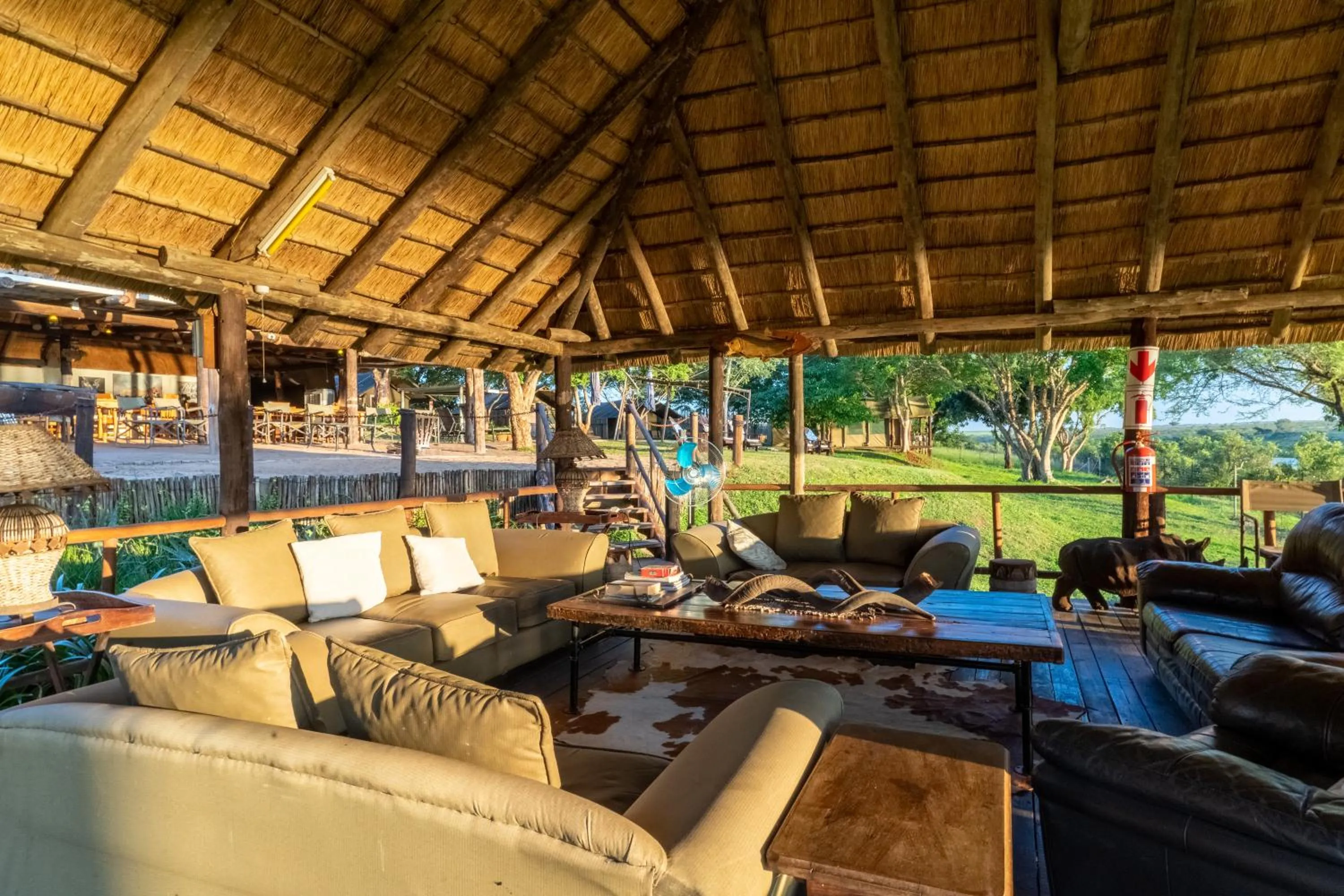 Seating area in Crocodile Bridge Safari Lodge