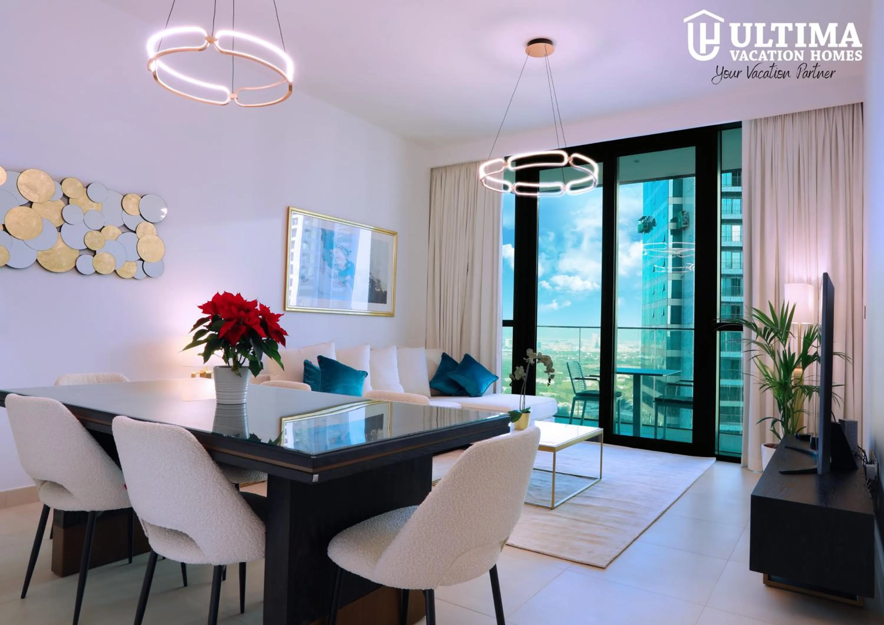 Living room in Elegant Apartment with Direct access to Dubai Mall