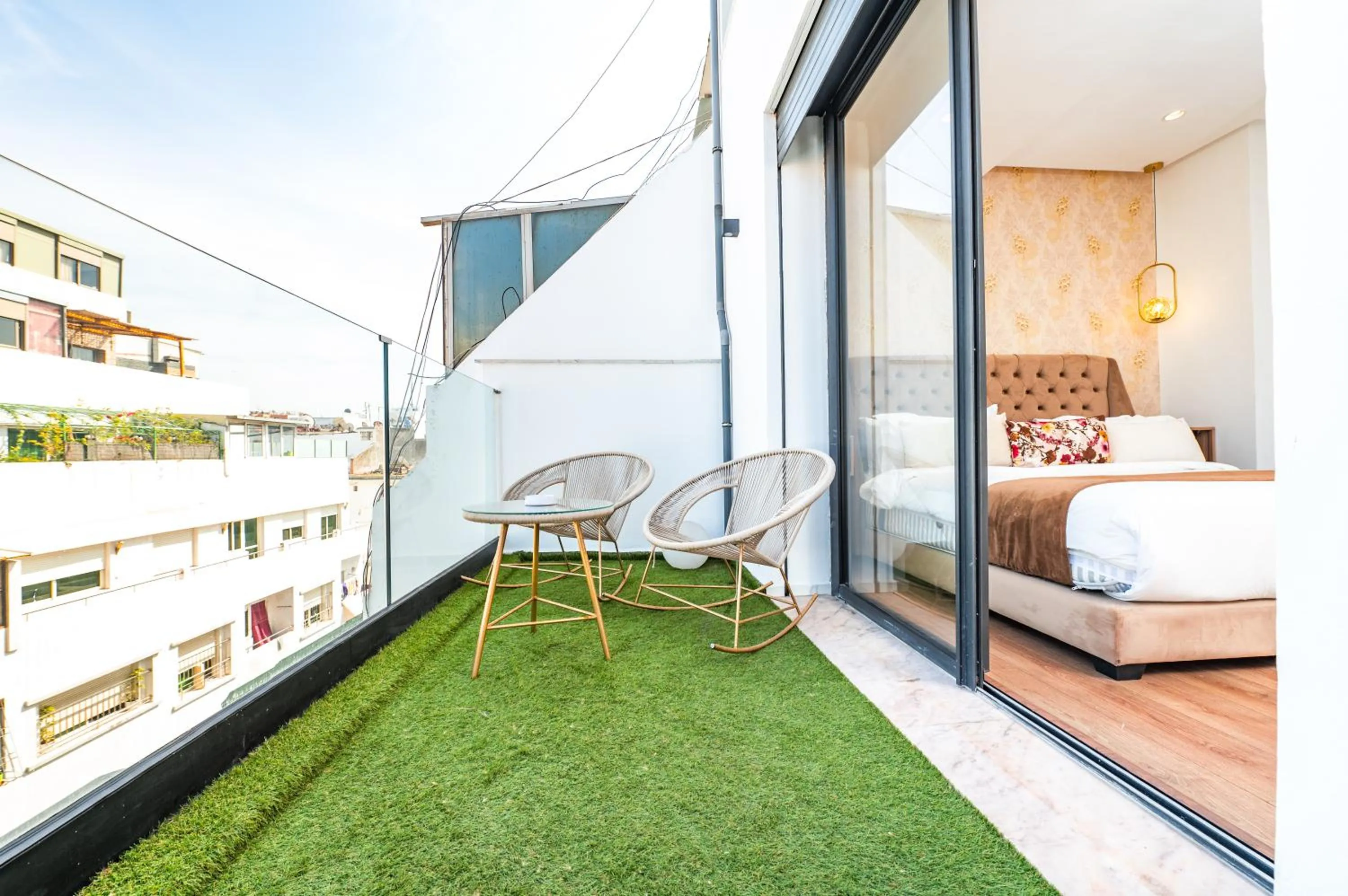 Balcony/Terrace, Bed in Family Aparthotel