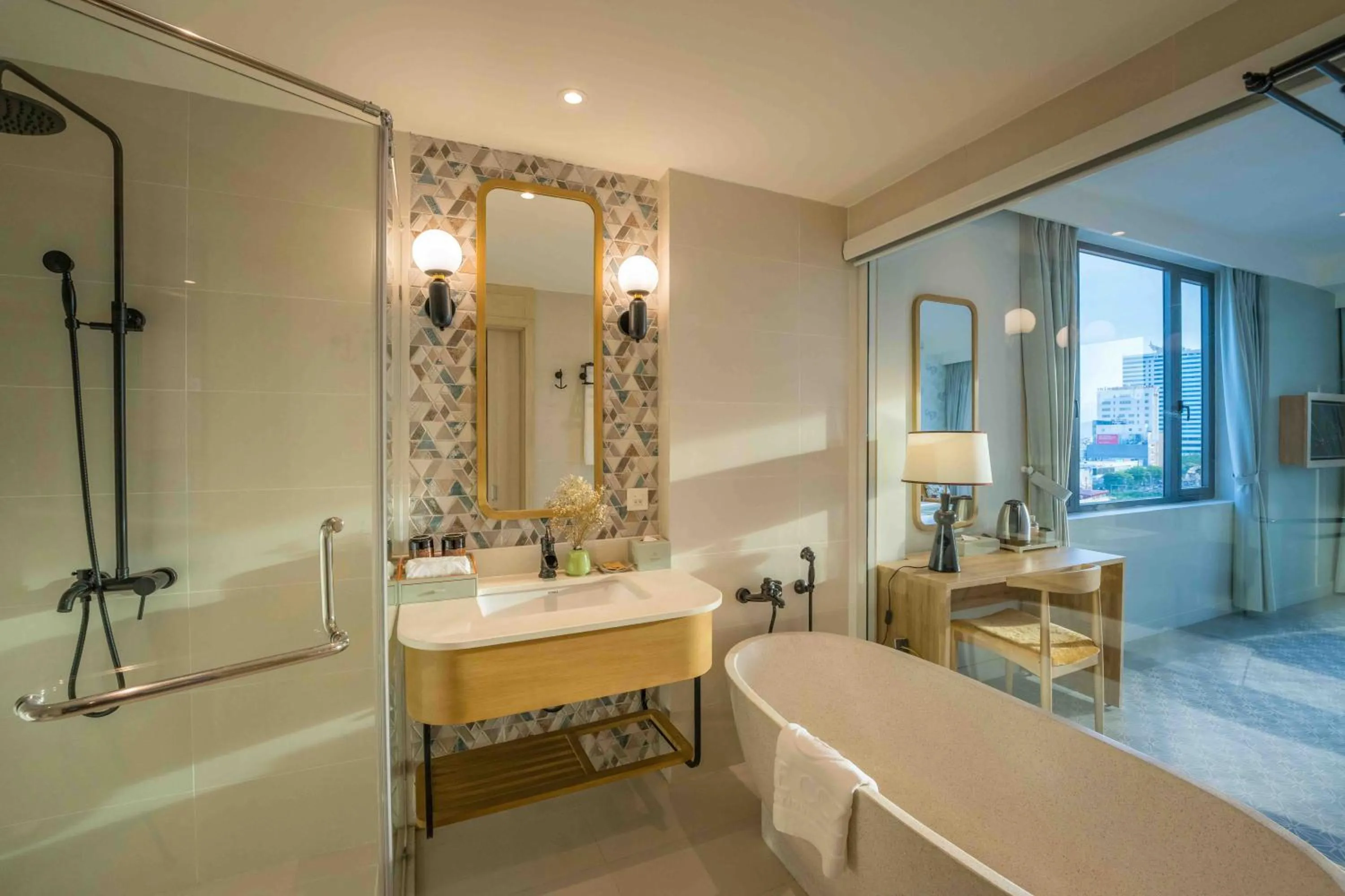 Bathroom, Bed in Cozy Danang Boutique Hotel