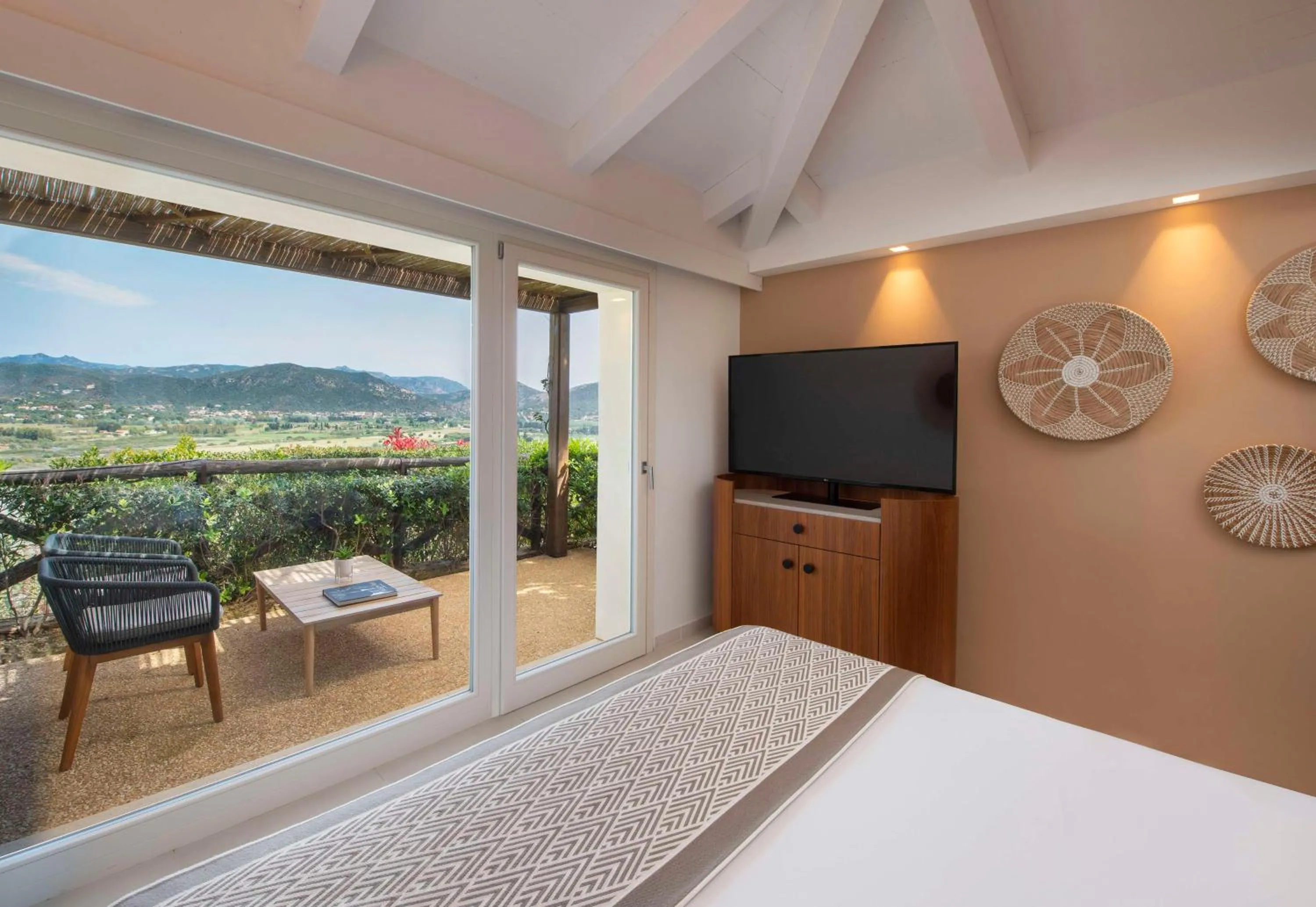 View (from property/room), Bed in Baia Di Chia Resort Sardinia, Curio Collection By Hilton