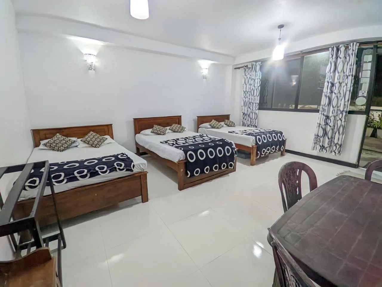 Photo of the whole room, Bed in White Home