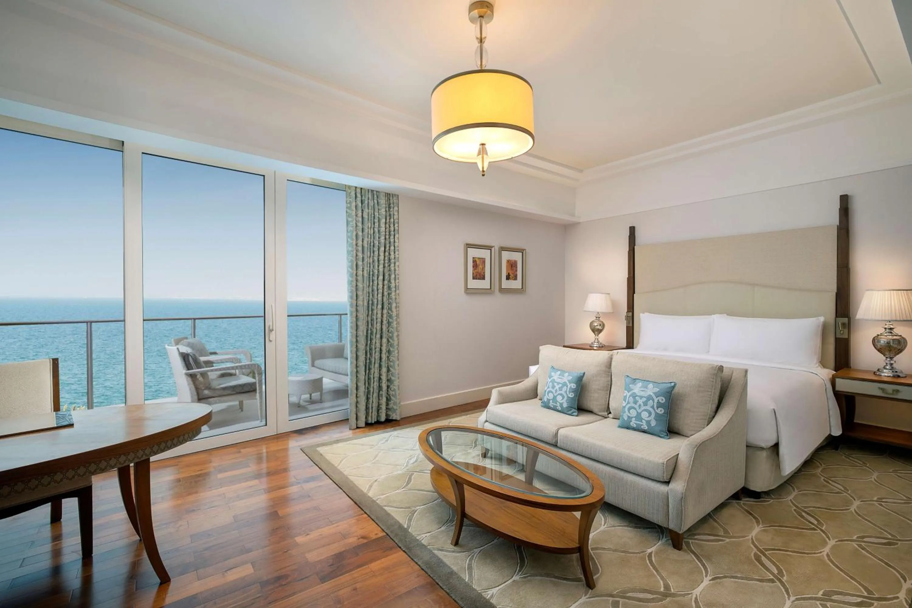 Living room, Bed in Waldorf Astoria Dubai Palm Jumeirah