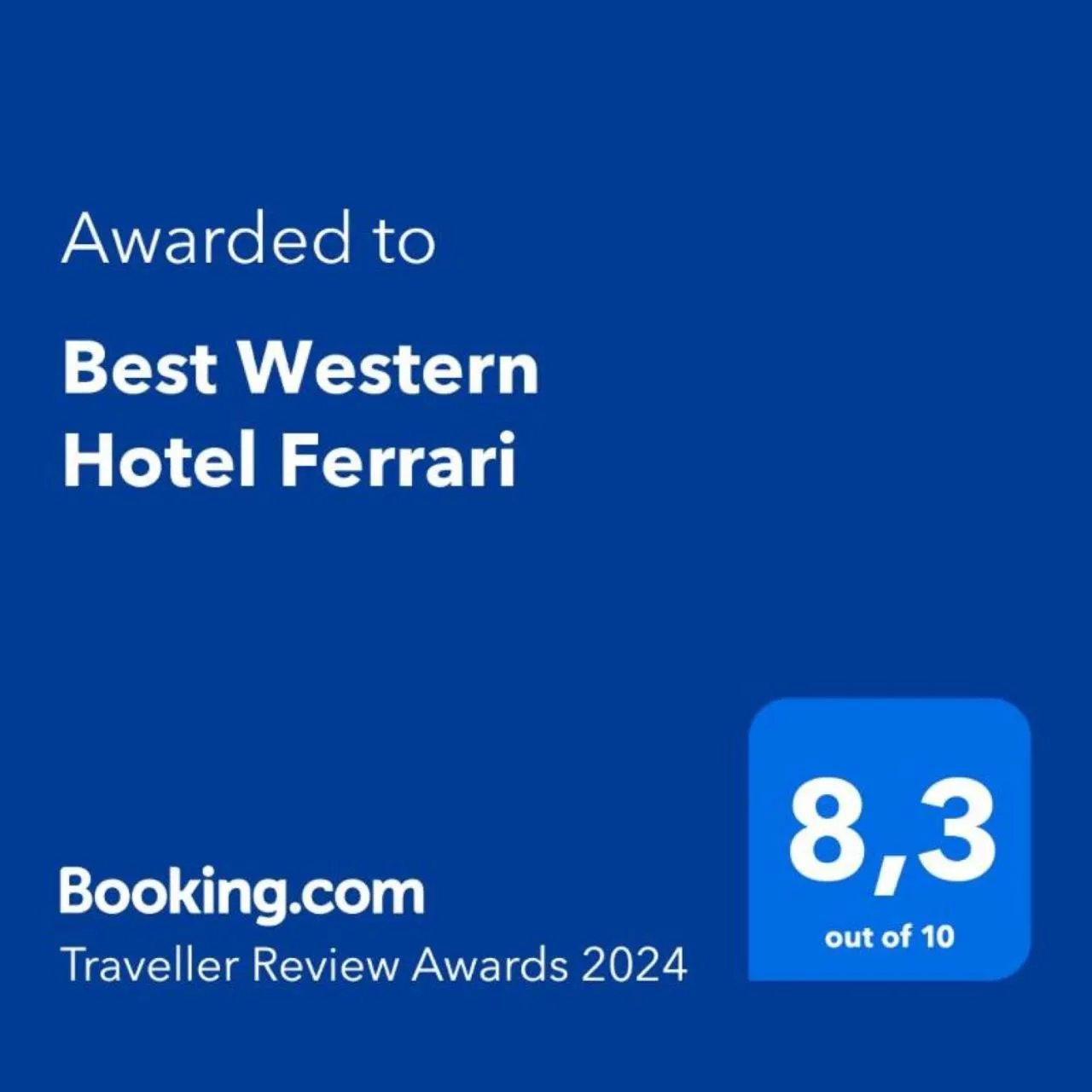 Certificate/Award in Best Western Hotel Ferrari