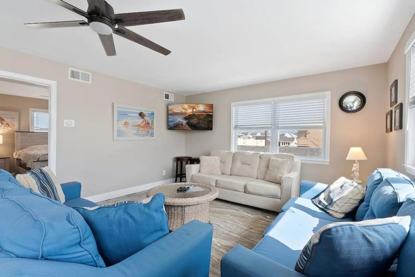 Living room in Unit B 2nd fl 2nd fl Hideaway 2 Block to Beach Parking