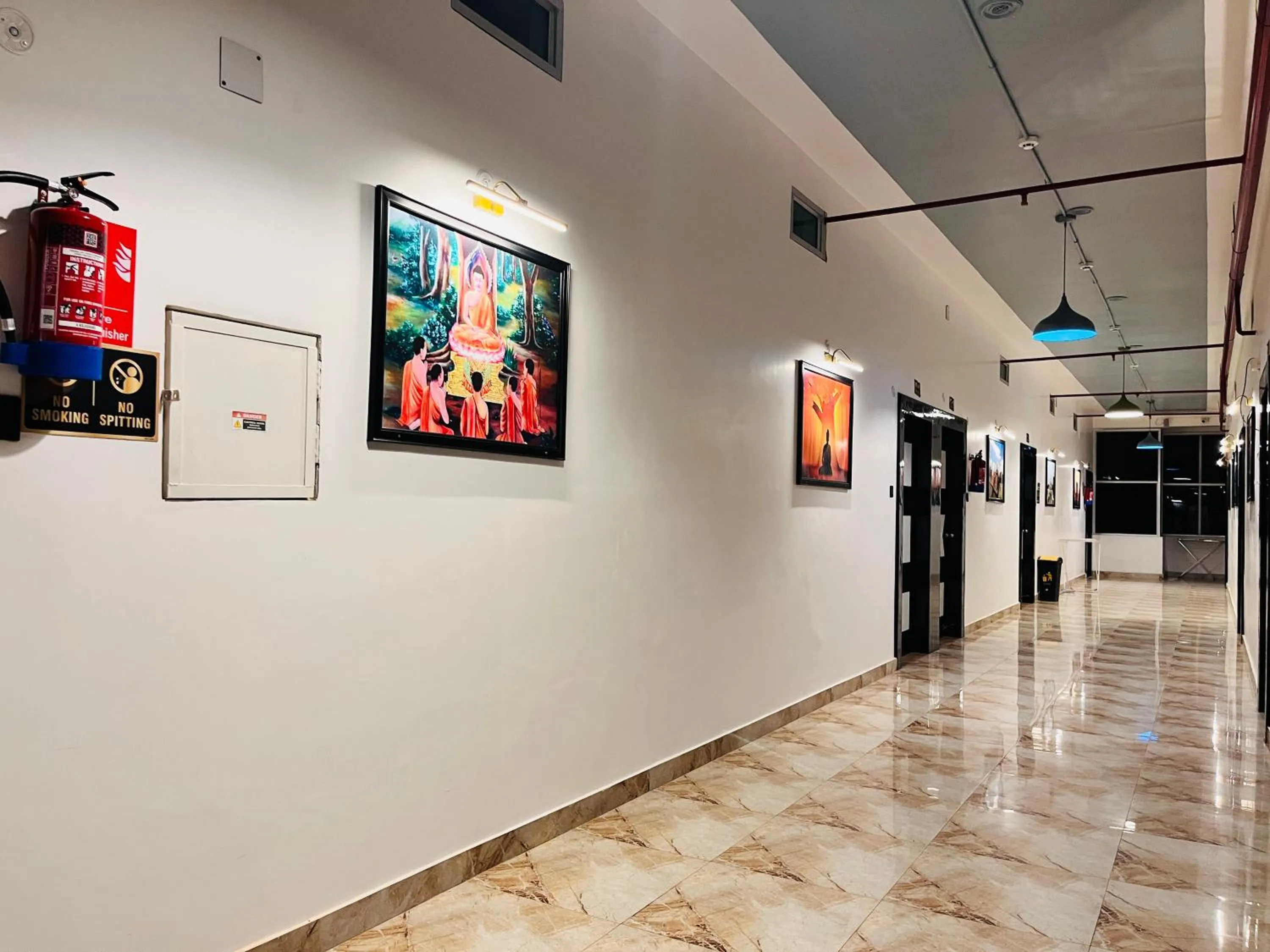 Inner courtyard view in Hotel Buddha Park near Sarnath, Varanasi
