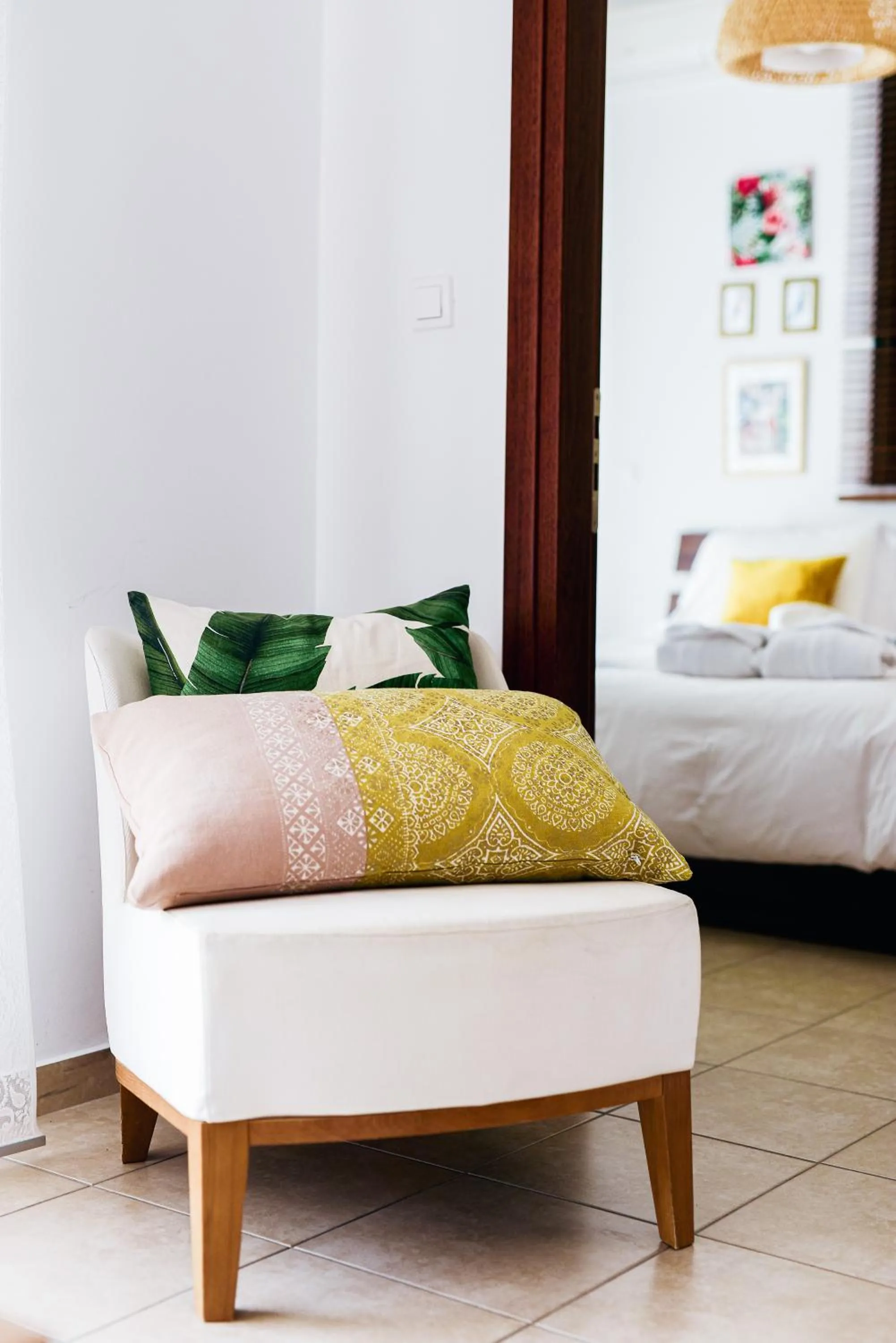 Seating area, Bed in Oliva Holiday Homes