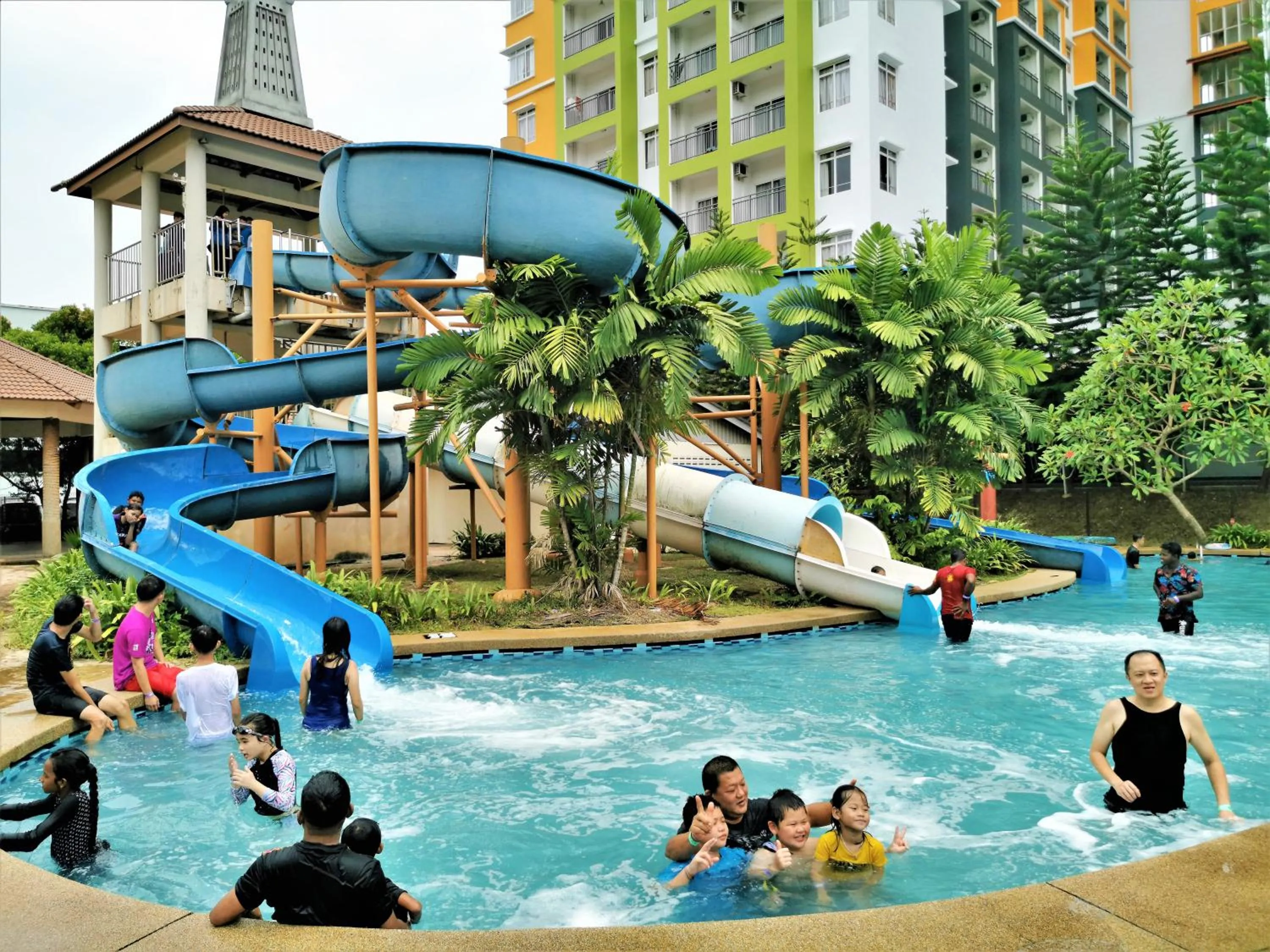 People in FHS Water Themepark Resort Melaka Town City Tengah