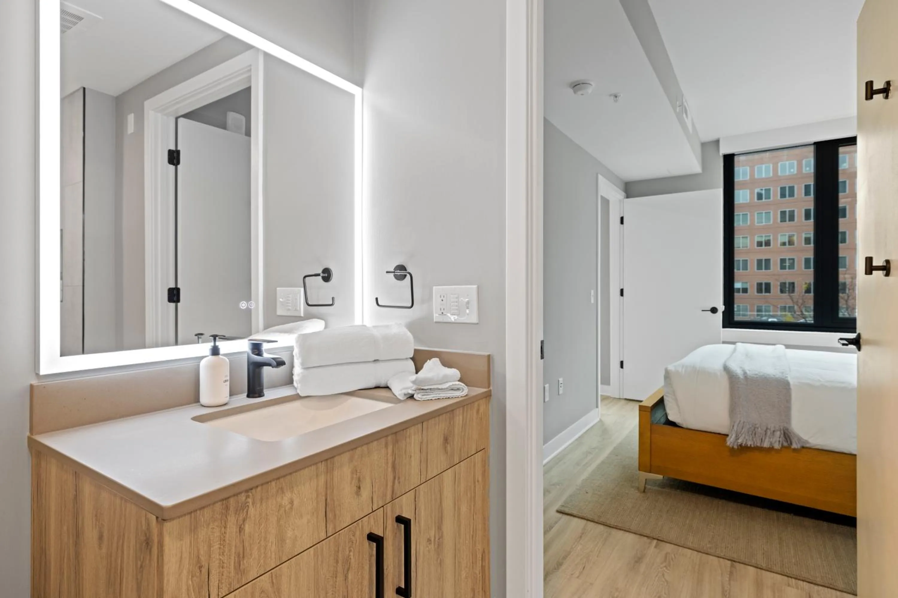 Bathroom, Bed in Coda on Half, a Placemakr Experience - Navy Yard