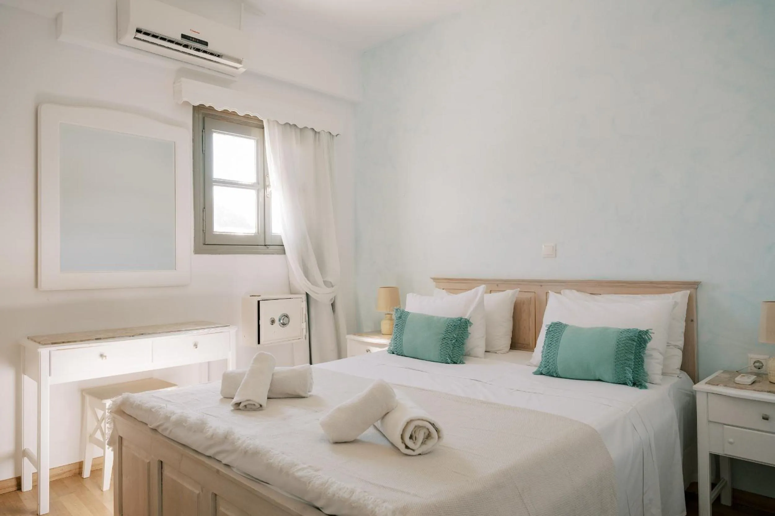 Bed in Lindos Harmony Suites