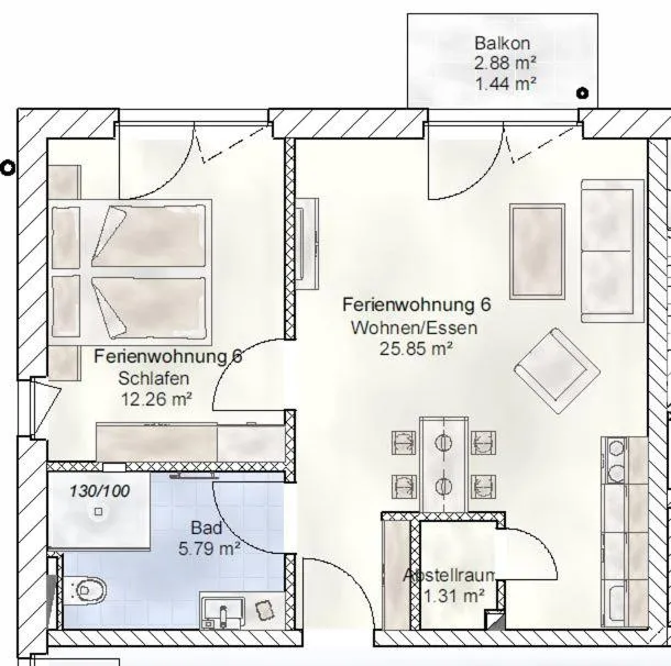 Floor plan in Sporthotel Neuruppin - Apartmenthaus mit Ferienwohnungen